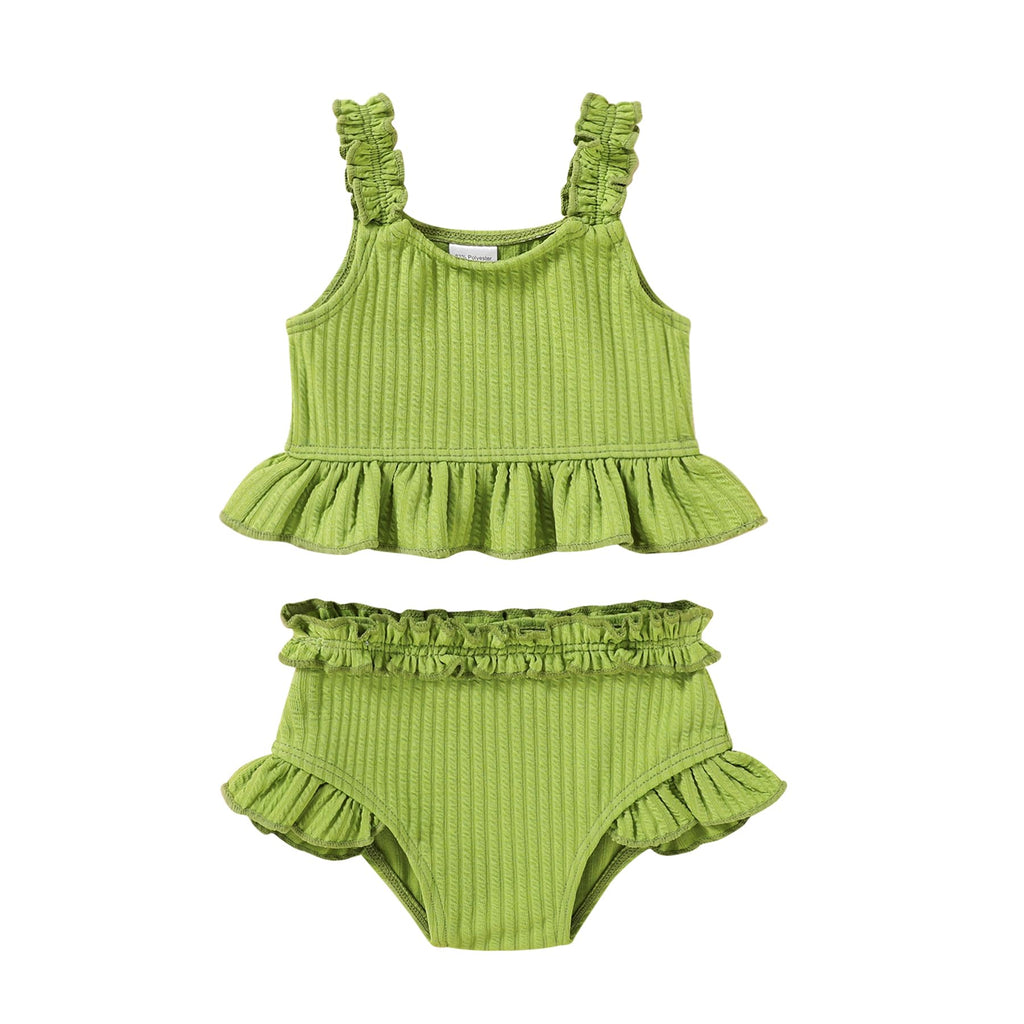 Happy Town Baby Infant Swimsuit Girl Toddler Bathing Suit Girl Summer Beach Bikini Tankini 2-Piece Swimwear 3-24 Months 2t-5t