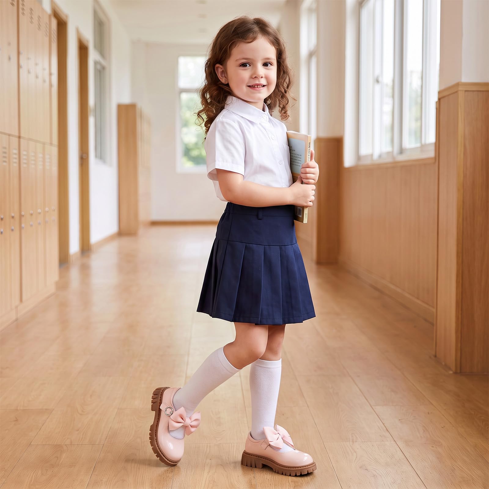 Wulubaba School Shoes for Girls, Black Mary Jane Flats | School Uniform, Non-Slip Sole, Round Toe, Toddler And Little Girl, Daily Dress Wear