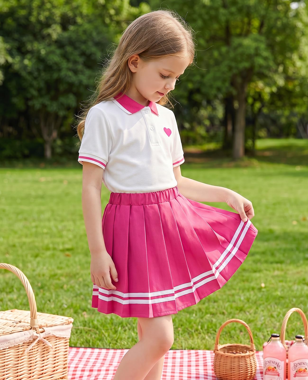 Move Dance Toddler Girls Dress Tennis Clothes Polo Outfit 2 Piece Skirt Set with Shorts 2-7T