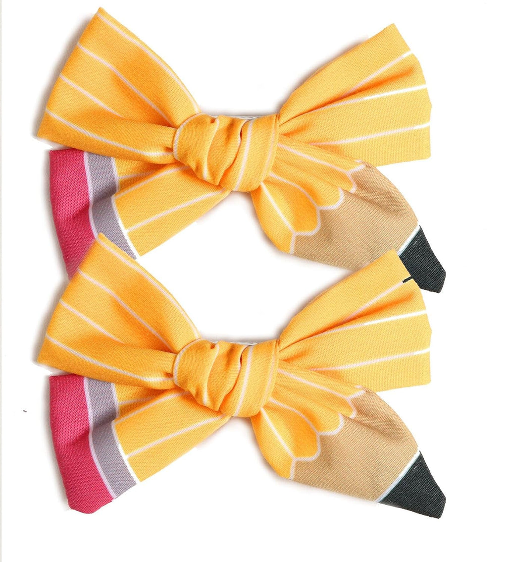 First Day of School Outfits Supplies Stuff for Girls,Pencil Hair Clips Hair Bow Hair Accessories for Teen,Back to School Hair Clips Bows Uniform for Student (2Pcs)