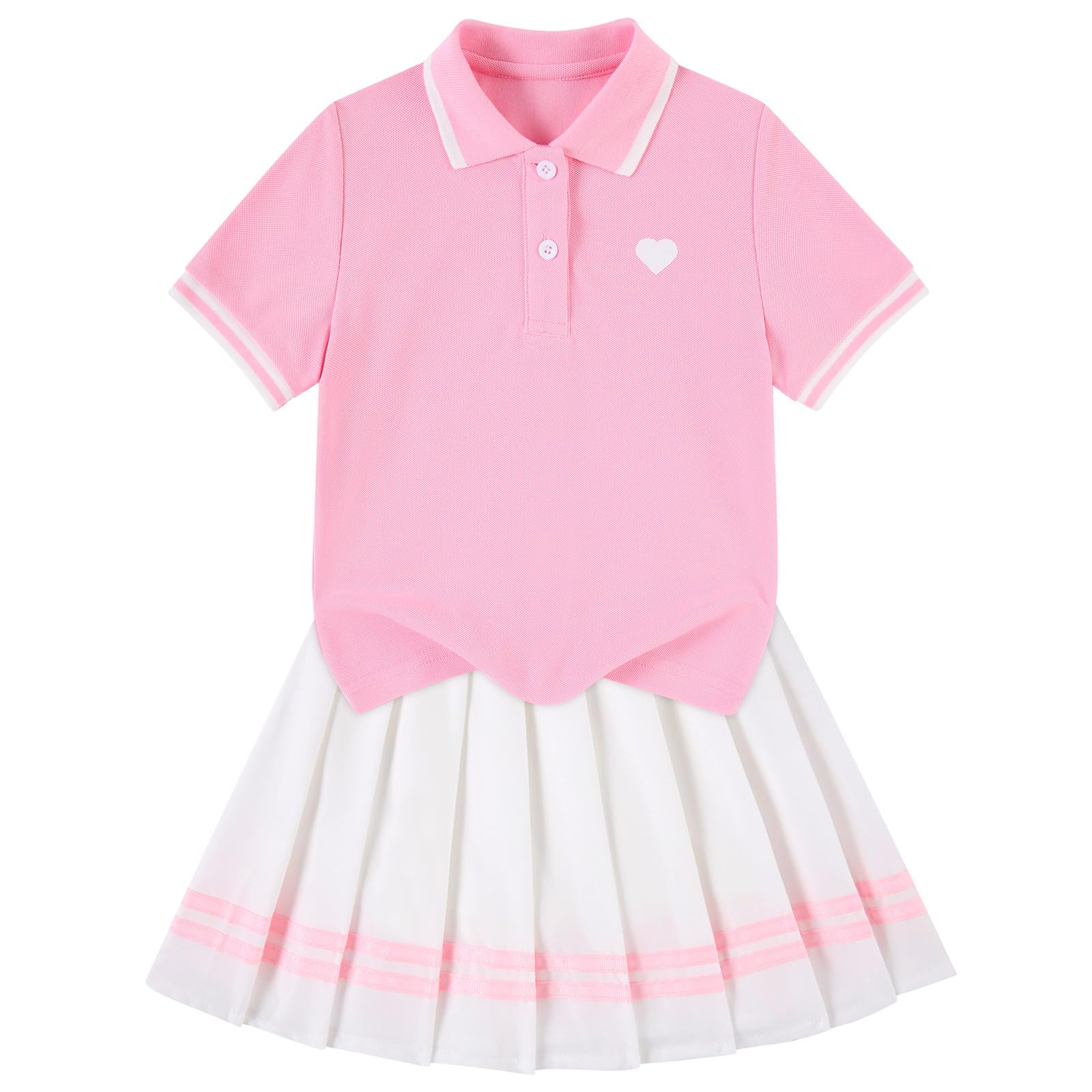 Move Dance Toddler Girls Dress Tennis Clothes Polo Outfit 2 Piece Skirt Set with Shorts 2-7T