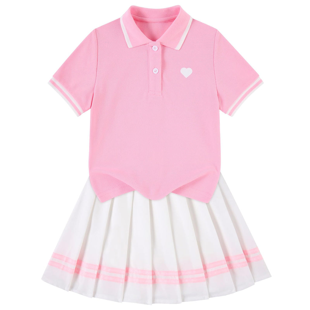 Move Dance Toddler Girls Dress Tennis Clothes Polo Outfit 2 Piece Skirt Set with Shorts 2-7T