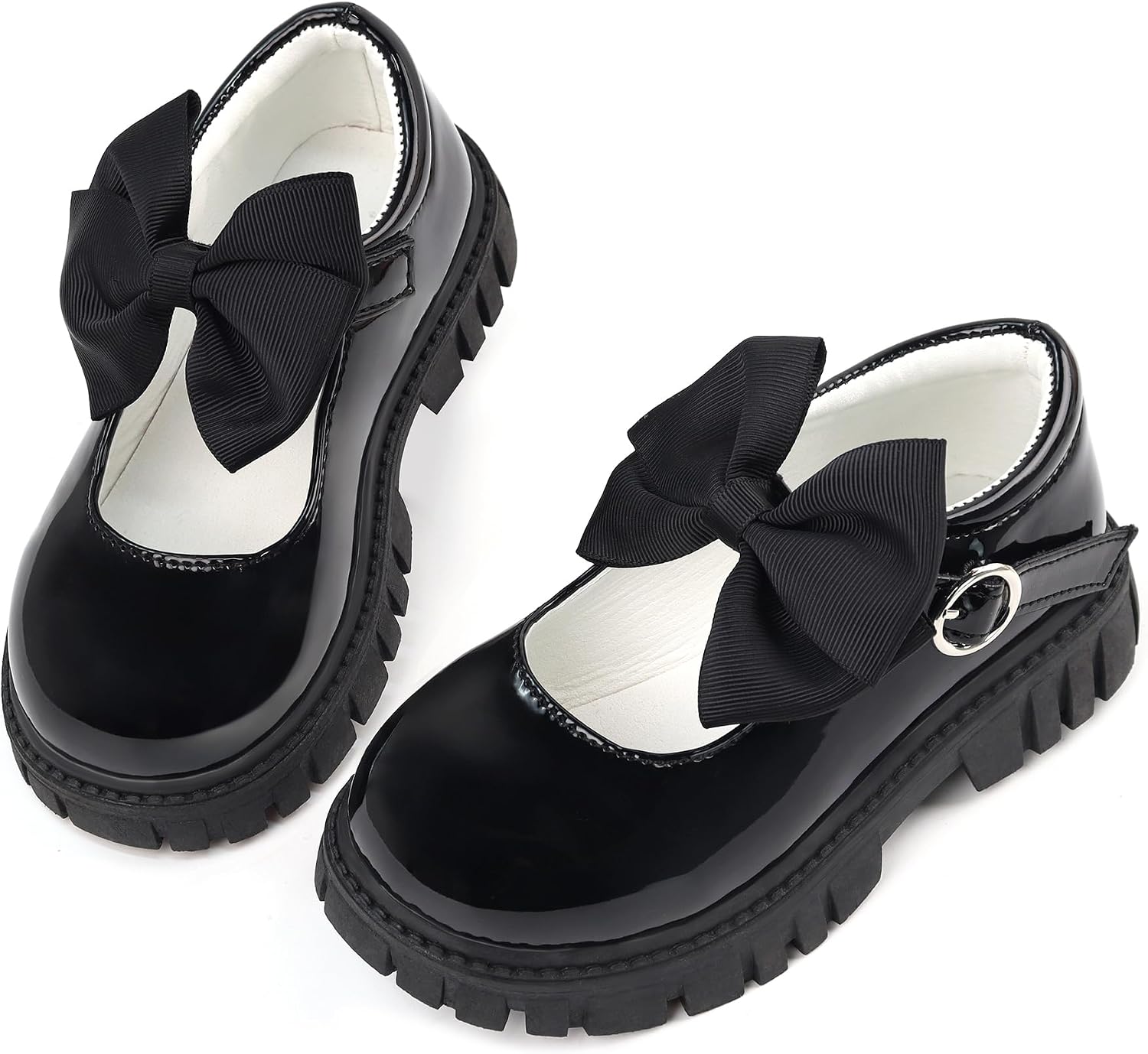 Wulubaba School Shoes for Girls, Black Mary Jane Flats | School Uniform, Non-Slip Sole, Round Toe, Toddler And Little Girl, Daily Dress Wear