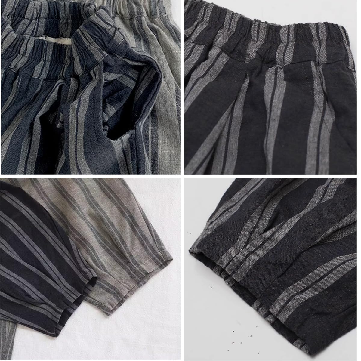 Ashmyova Classic Casual Pants for Boys Thin Cotton Stripe Elastics Waist Spring Summer Trousers Toddler Long Pants 2Pcs