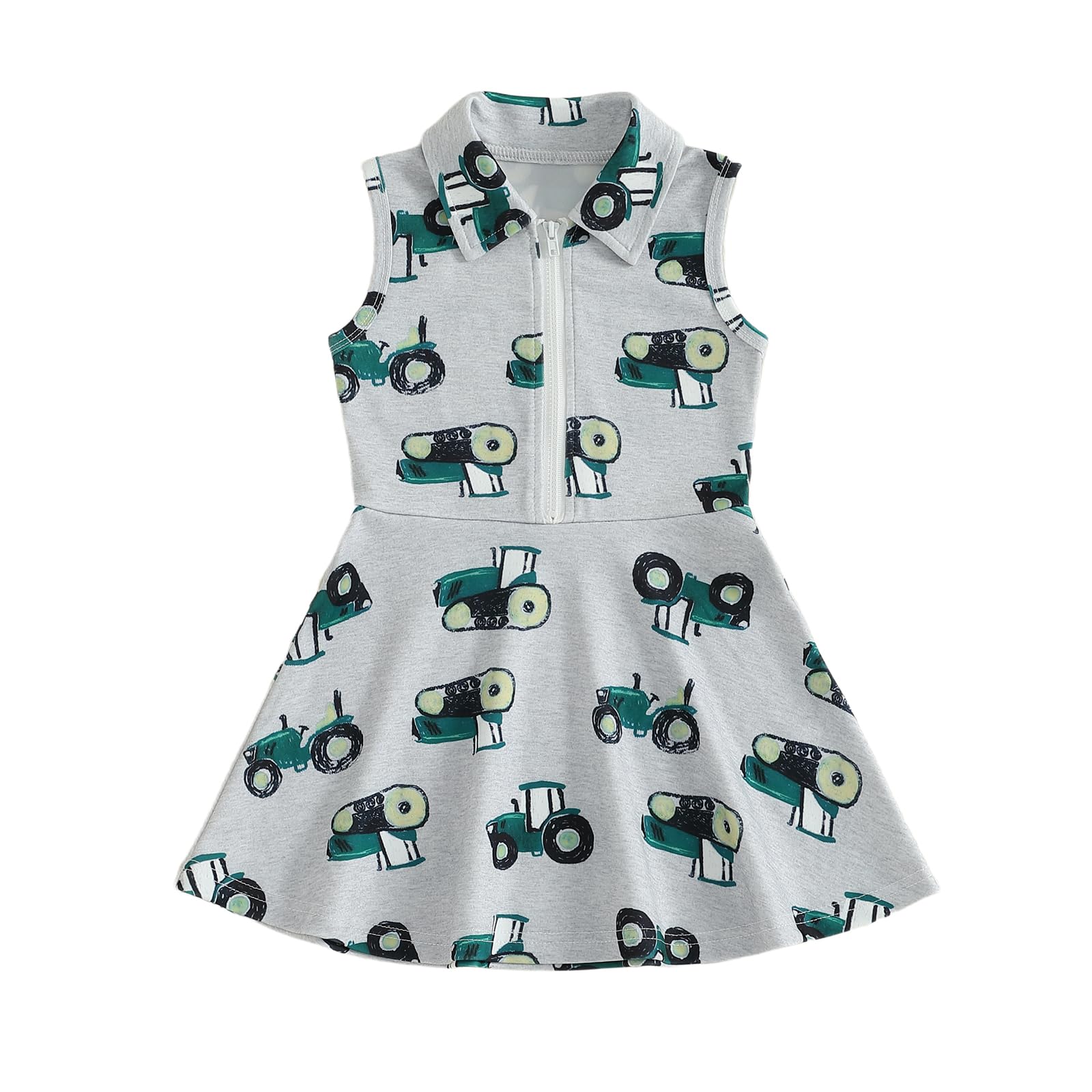 Toddler Baby Girl Dress Kids Polo Tank Dresses Golf Cart Outfit Zipper Ruffle Sleeveless A-line Dress Summer Clothes