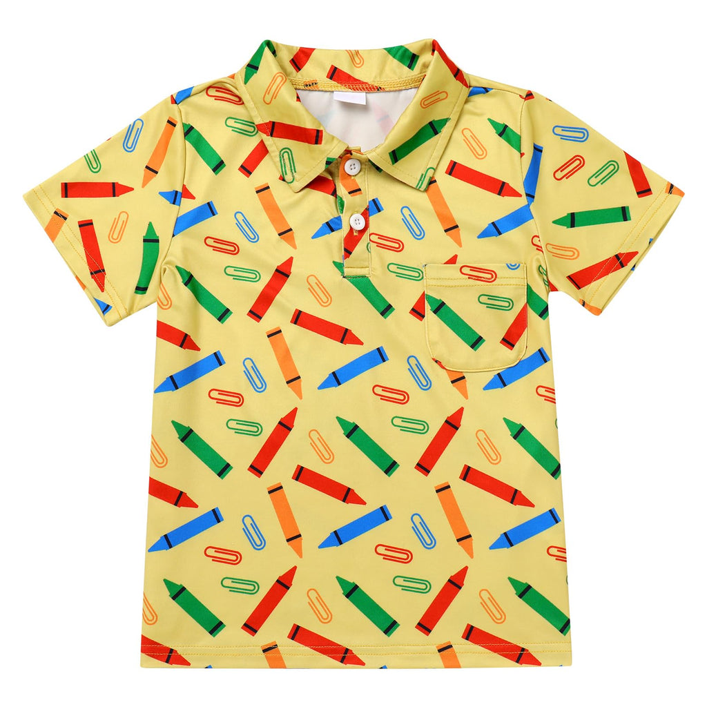 FYMNSI Boys Back to School Shirt School Supplies Short Sleeves Tees Tops Toddler Kids Summer Casual Henley Shirts Clothes