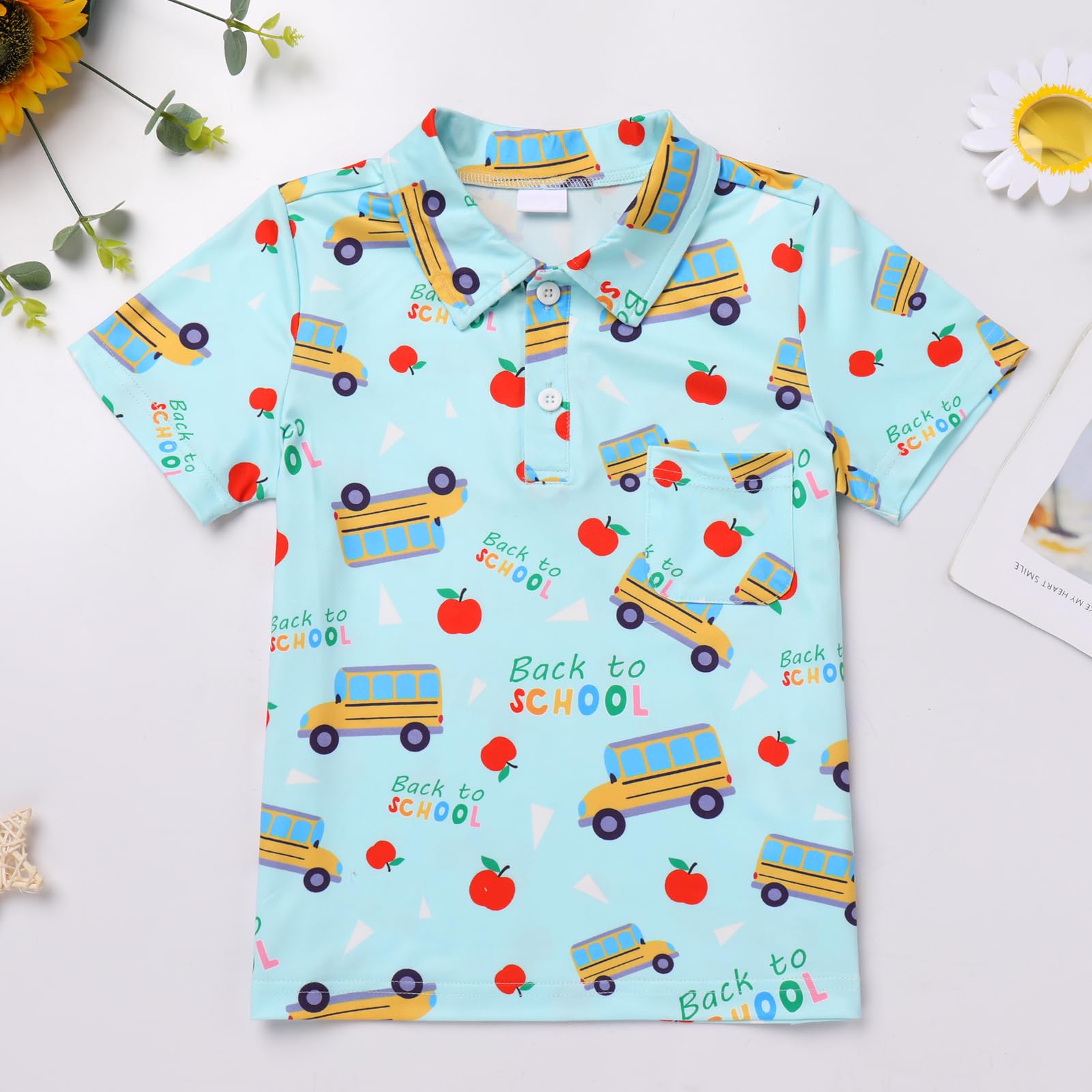 FYMNSI Boys Back to School Shirt School Supplies Short Sleeves Tees Tops Toddler Kids Summer Casual Henley Shirts Clothes