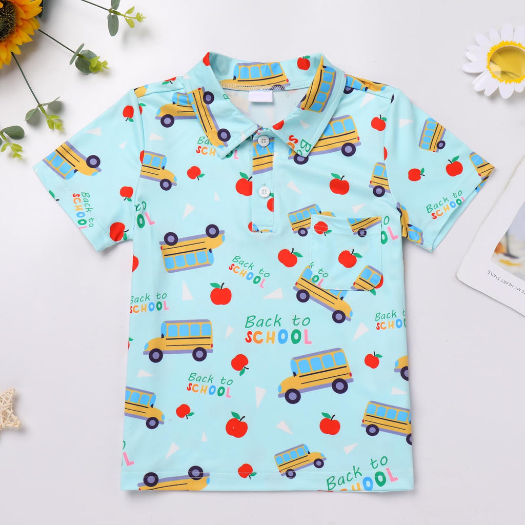 FYMNSI Boys Back to School Shirt School Supplies Short Sleeves Tees Tops Toddler Kids Summer Casual Henley Shirts Clothes