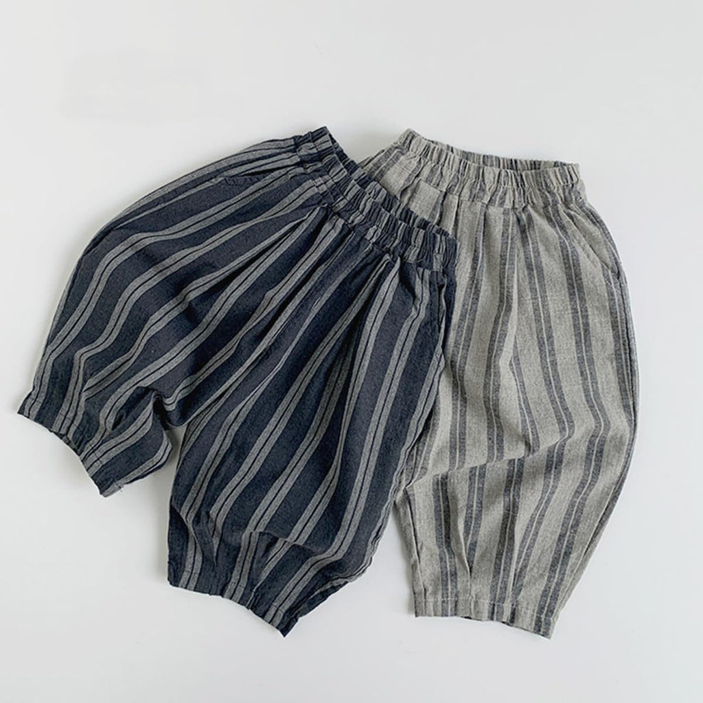 Ashmyova Classic Casual Pants for Boys Thin Cotton Stripe Elastics Waist Spring Summer Trousers Toddler Long Pants 2Pcs