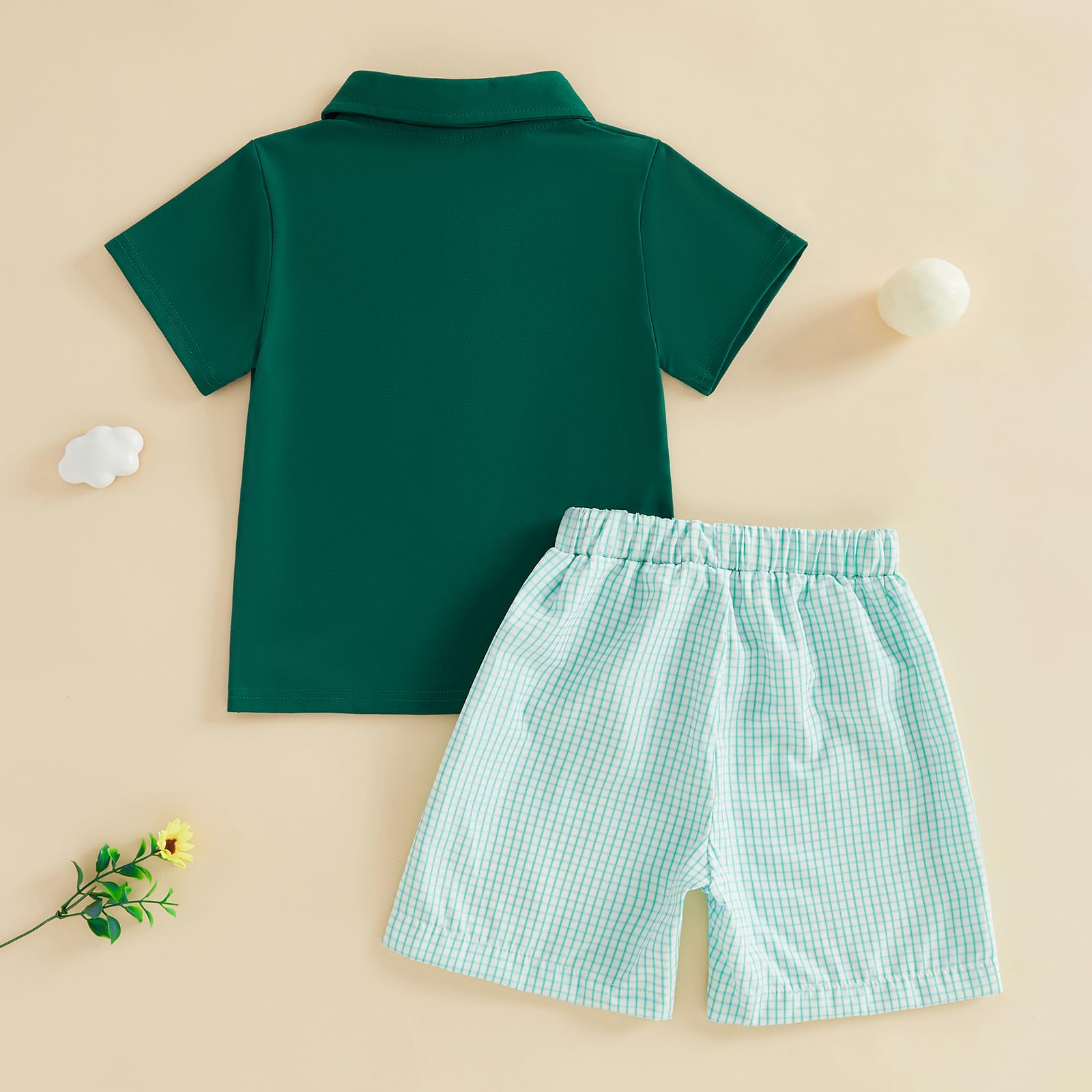 Chloefairy Toddler Baby Boy Golf Outfit Short Sleeve Golf Cart Polo T Shirts Top Shorts Set 2Pcs Golf Theme Summer Clothes