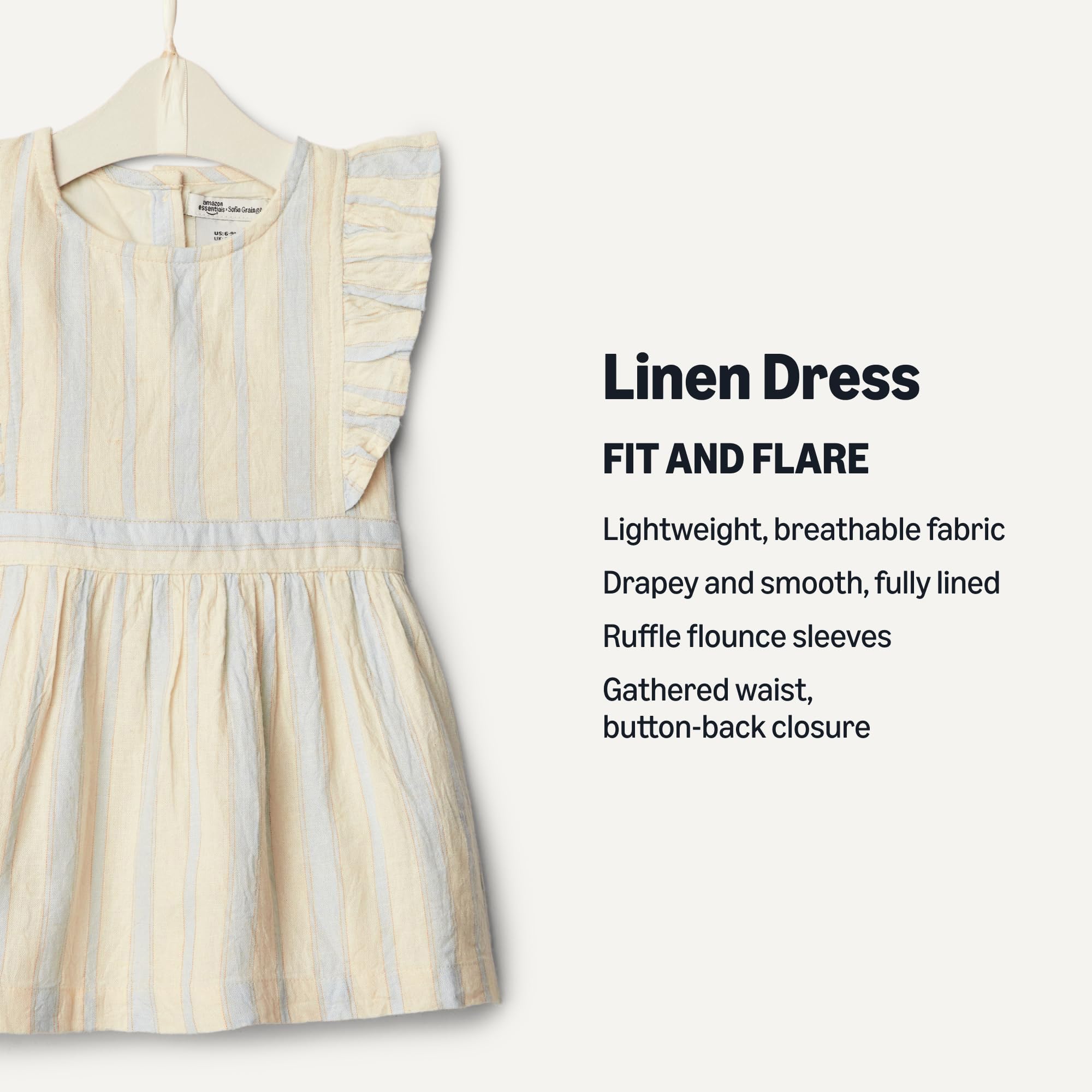 Amazon Essentials x Sofia Grainge Toddler and Baby Girls' Linen Dress