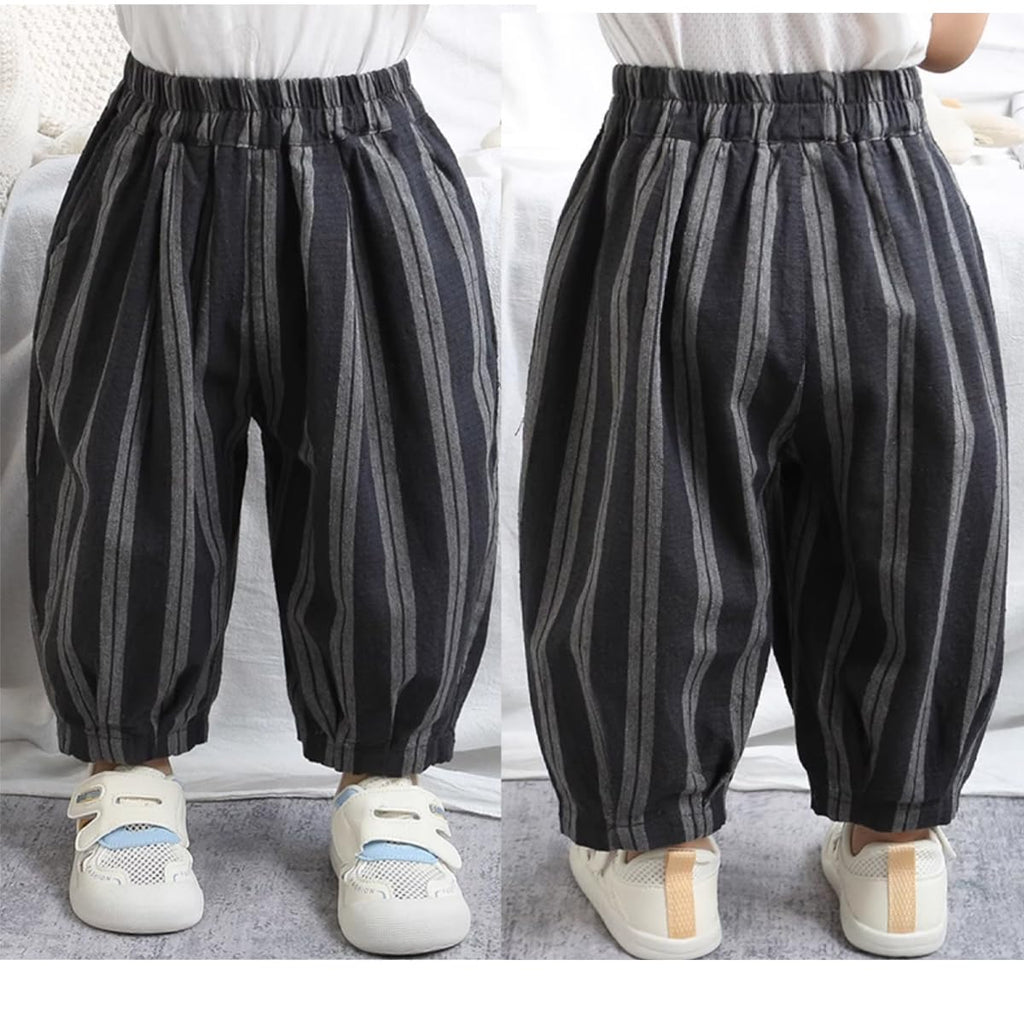 Ashmyova Classic Casual Pants for Boys Thin Cotton Stripe Elastics Waist Spring Summer Trousers Toddler Long Pants 2Pcs