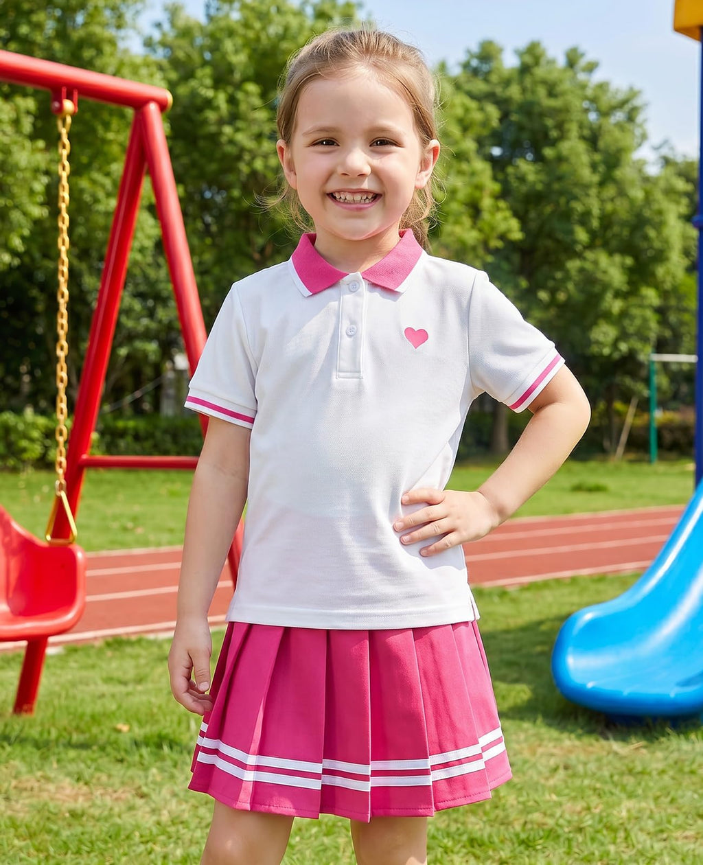 Move Dance Toddler Girls Dress Tennis Clothes Polo Outfit 2 Piece Skirt Set with Shorts 2-7T