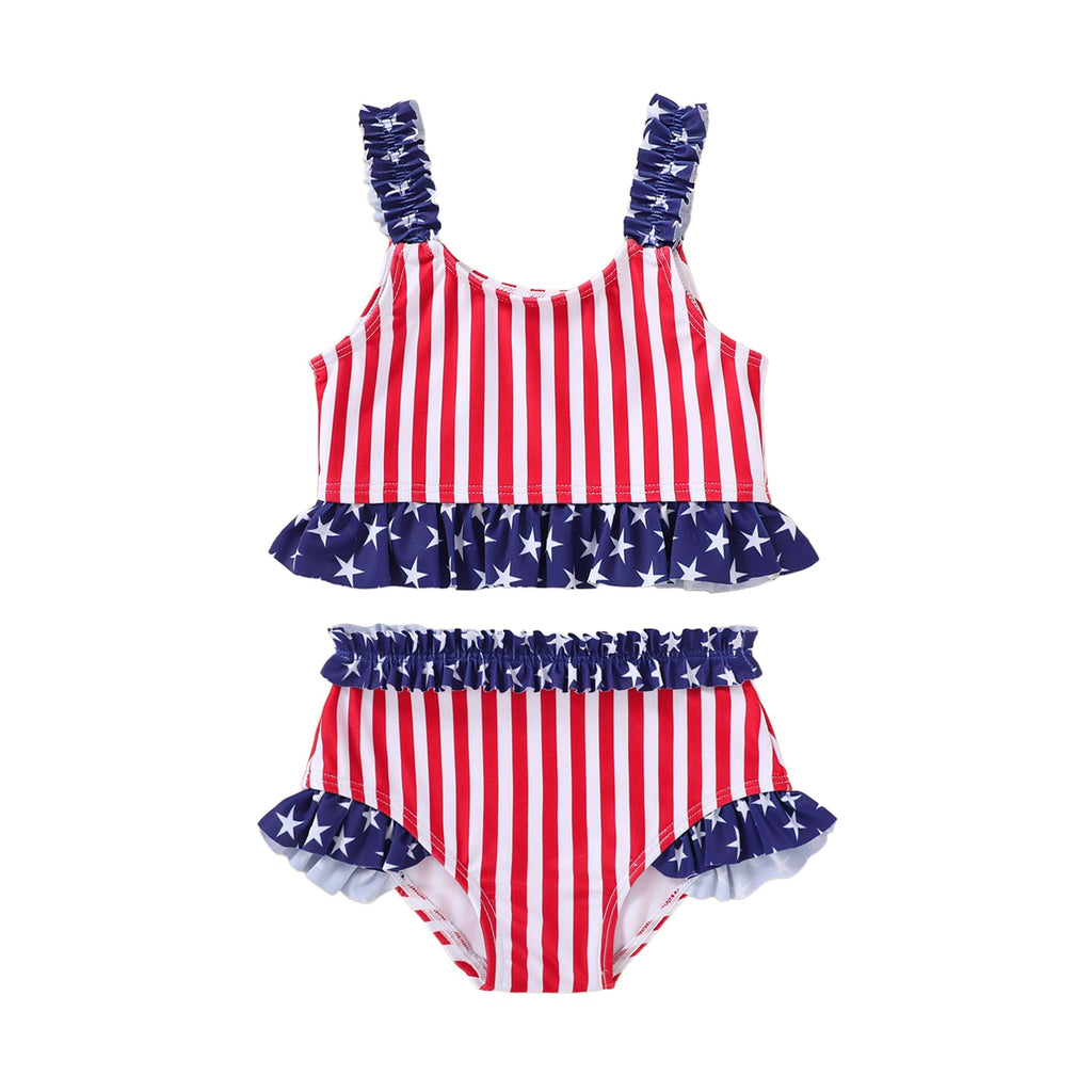 Happy Town Baby Infant Swimsuit Girl Toddler Bathing Suit Girl Summer Beach Bikini Tankini 2-Piece Swimwear 3-24 Months 2t-5t