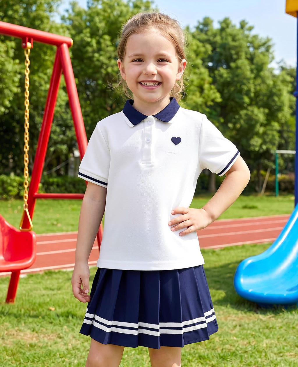 Move Dance Toddler Girls Dress Tennis Clothes Polo Outfit 2 Piece Skirt Set with Shorts 2-7T
