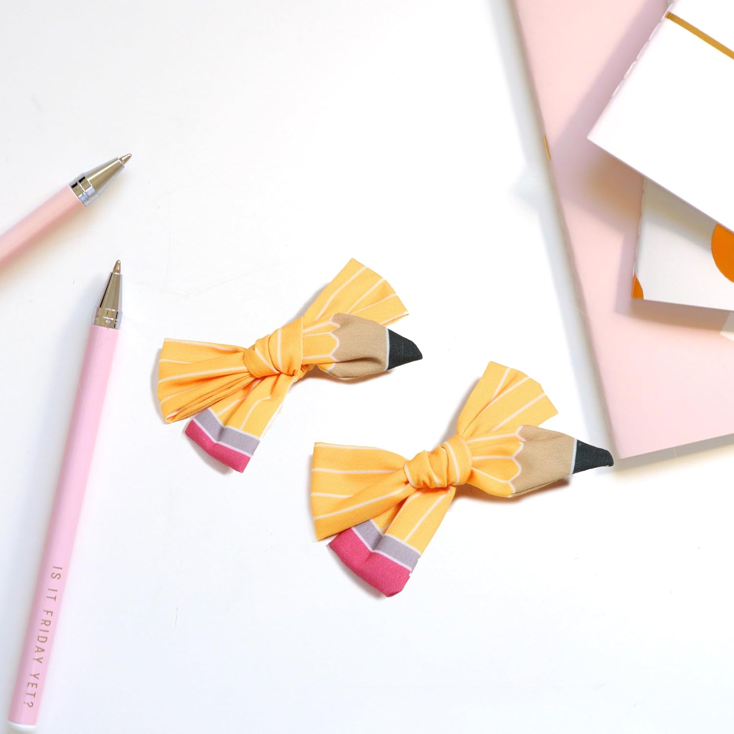 First Day of School Outfits Supplies Stuff for Girls,Pencil Hair Clips Hair Bow Hair Accessories for Teen,Back to School Hair Clips Bows Uniform for Student (2Pcs)
