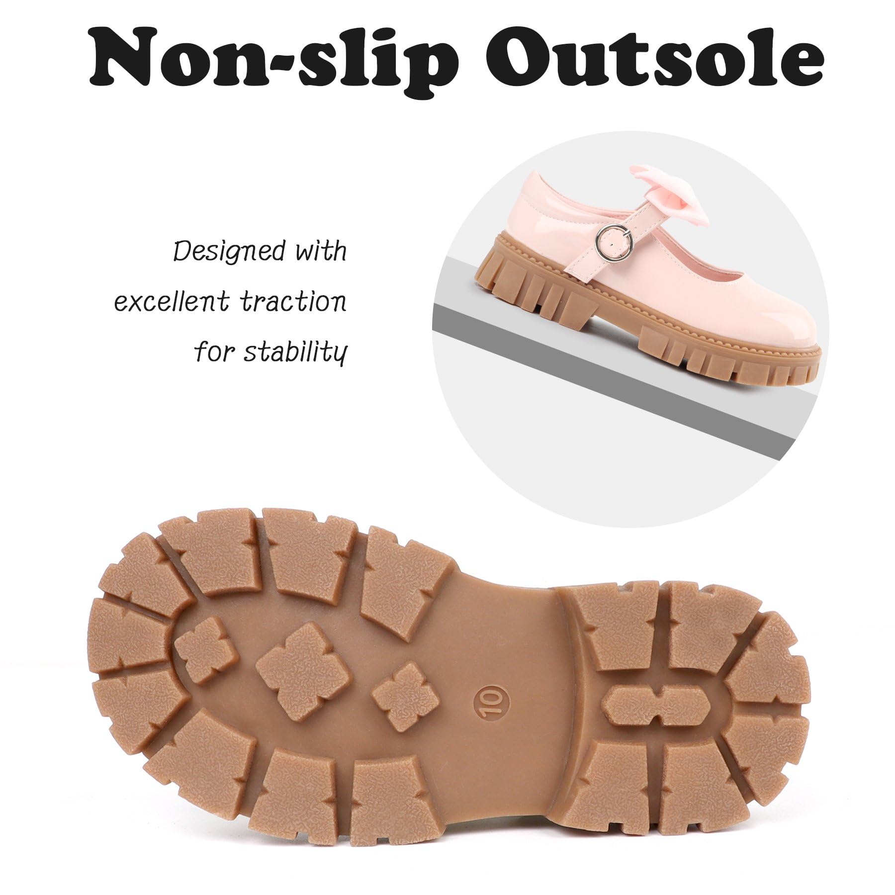 Wulubaba School Shoes for Girls, Black Mary Jane Flats | School Uniform, Non-Slip Sole, Round Toe, Toddler And Little Girl, Daily Dress Wear