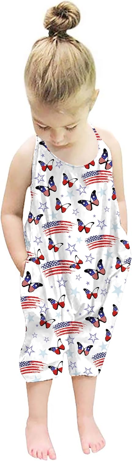 Backless Strap Slouch Jumpsuit for Toddler Girls Cute Harem Halter Romper Pants with Pockets