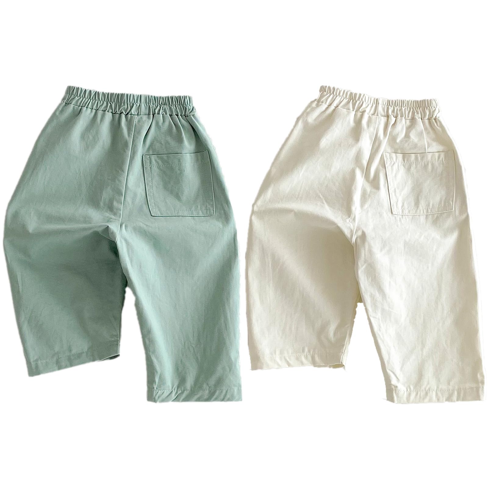 Ashmyova Classic Casual Pants for Boys Thin Cotton Stripe Elastics Waist Spring Summer Trousers Toddler Long Pants 2Pcs