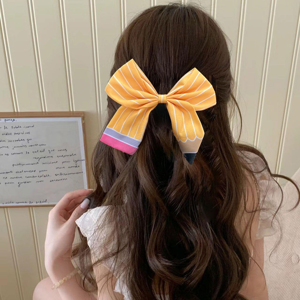 First Day of School Outfits Supplies Stuff for Girls,Pencil Hair Clips Hair Bow Hair Accessories for Teen,Back to School Hair Clips Bows Uniform for Student (2Pcs)