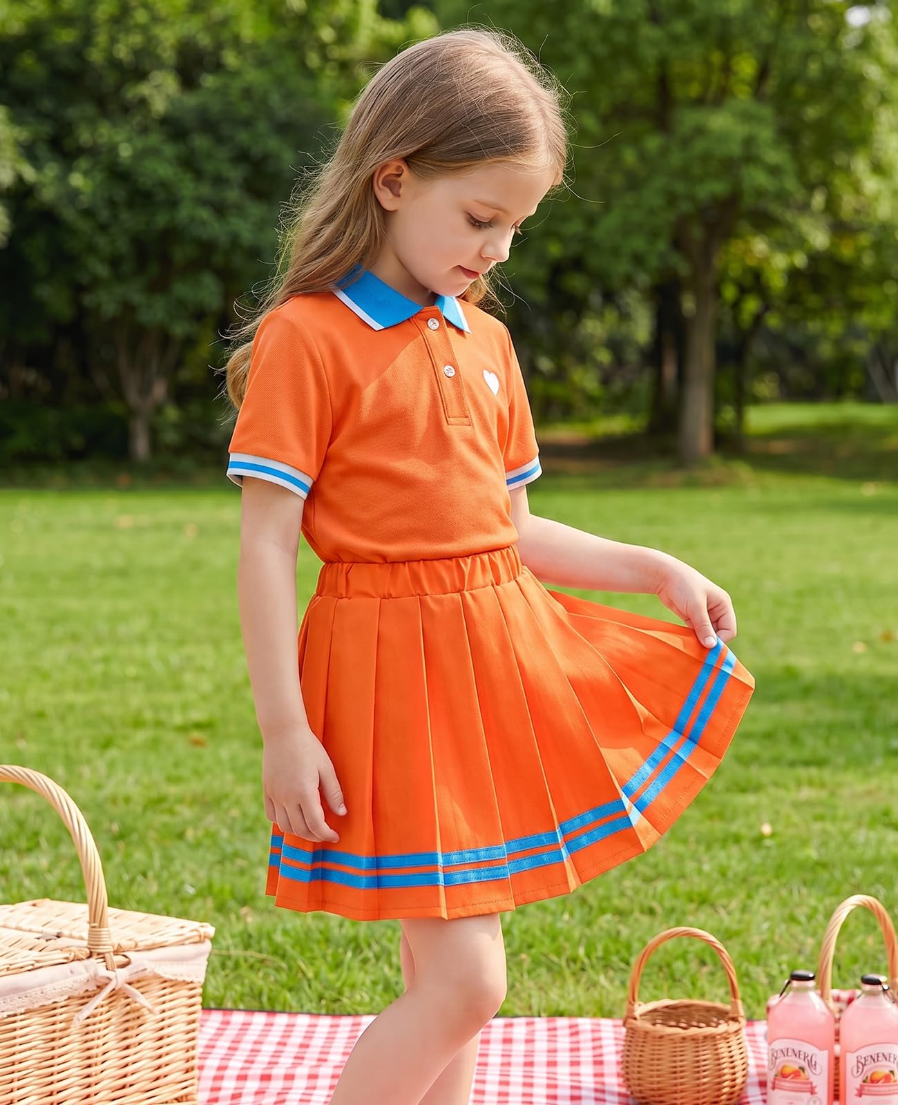 Move Dance Toddler Girls Dress Tennis Clothes Polo Outfit 2 Piece Skirt Set with Shorts 2-7T