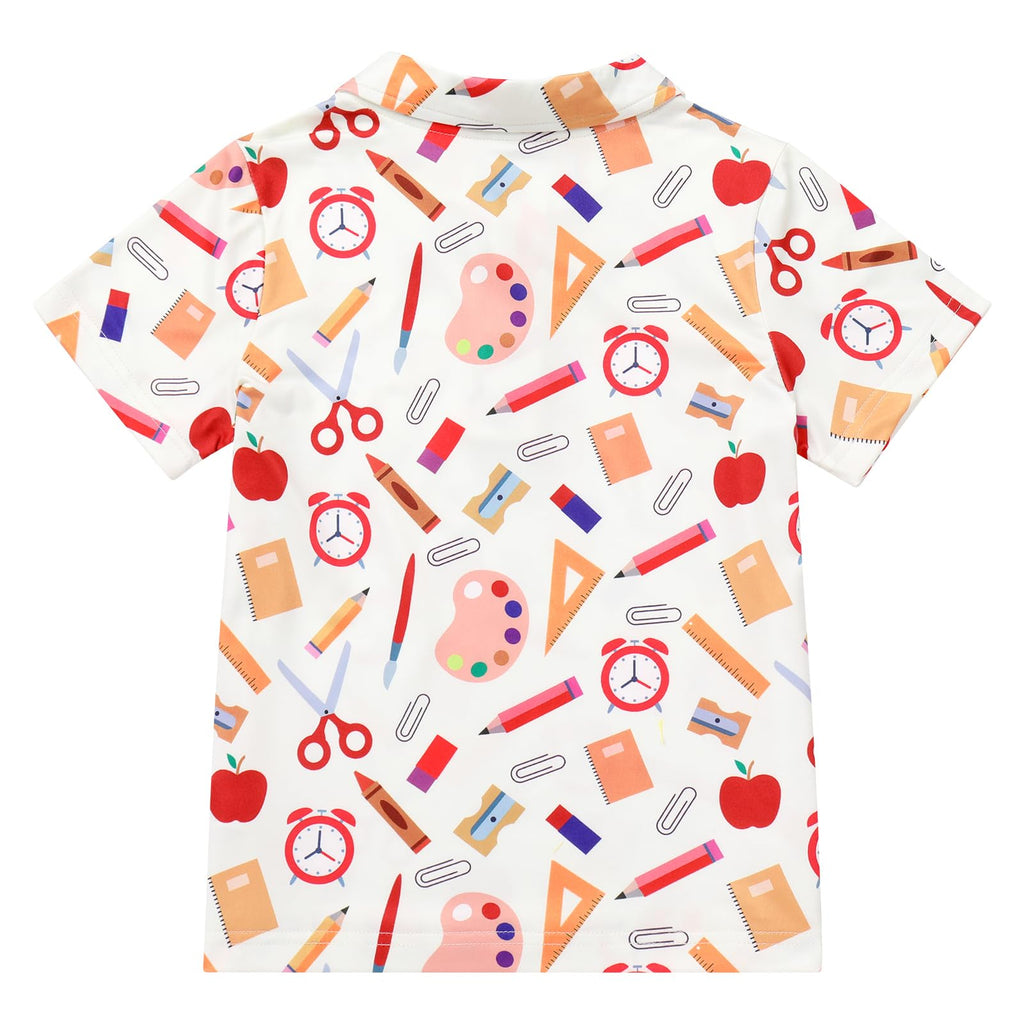FYMNSI Boys Back to School Shirt School Supplies Short Sleeves Tees Tops Toddler Kids Summer Casual Henley Shirts Clothes