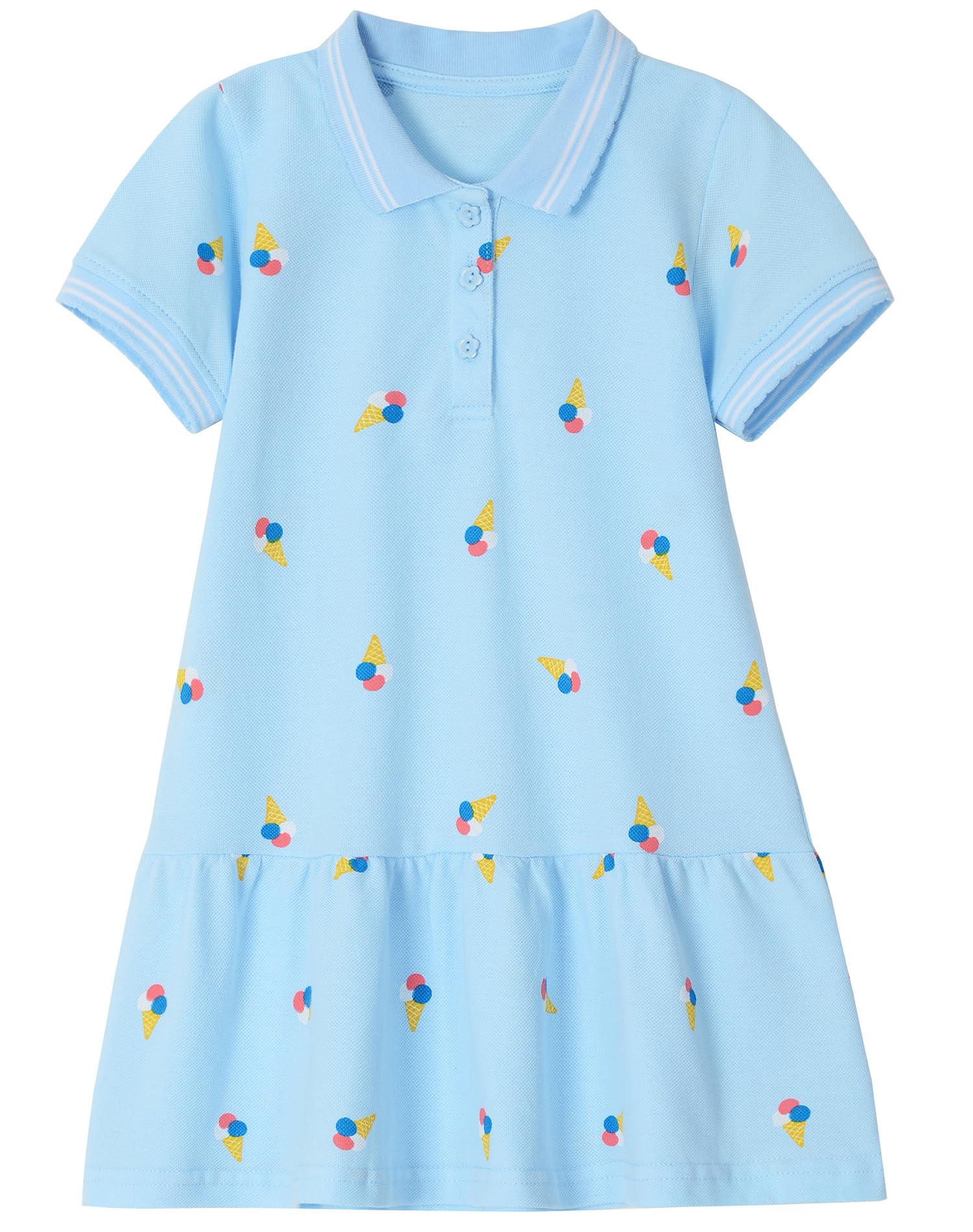 FreeLu Toddler Girls Striped Summer Dress Cartoon Appliques Dresses Girls Cotton Casual Clothing 2-7Y