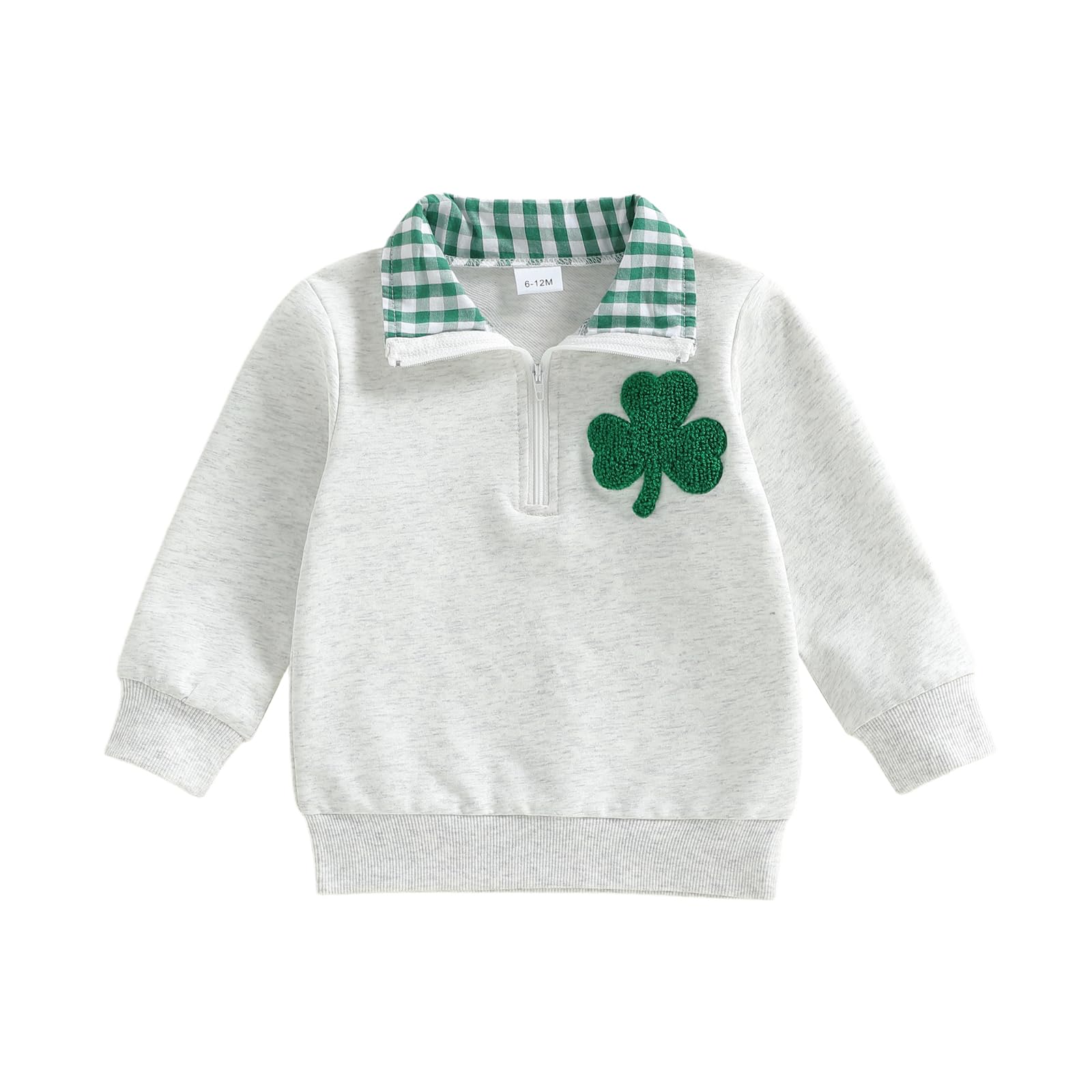 Toddler Boy Girl Christmas Outfit Quarter Zip Sweatshirt with Plaid Collar Shirt Pullover Top