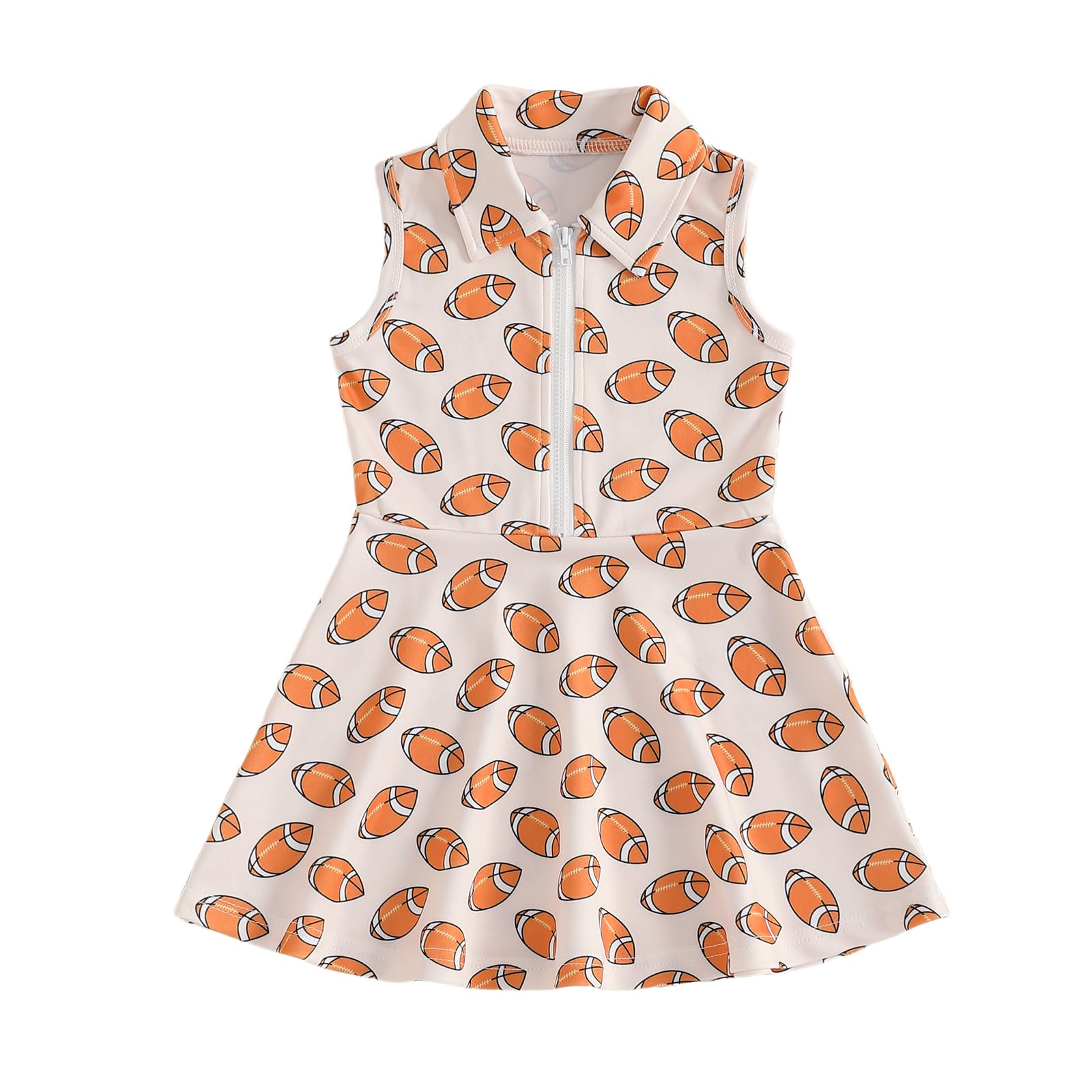 Toddler Baby Girl Dress Kids Polo Tank Dresses Golf Cart Outfit Zipper Ruffle Sleeveless A-line Dress Summer Clothes