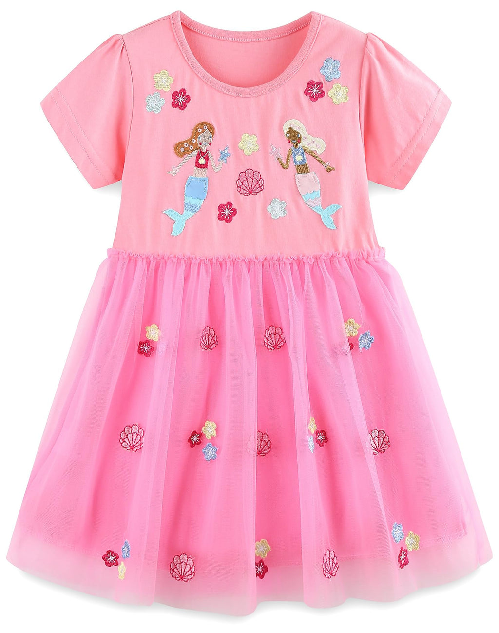 FreeLu Toddler Girls Striped Summer Dress Cartoon Appliques Dresses Girls Cotton Casual Clothing 2-7Y