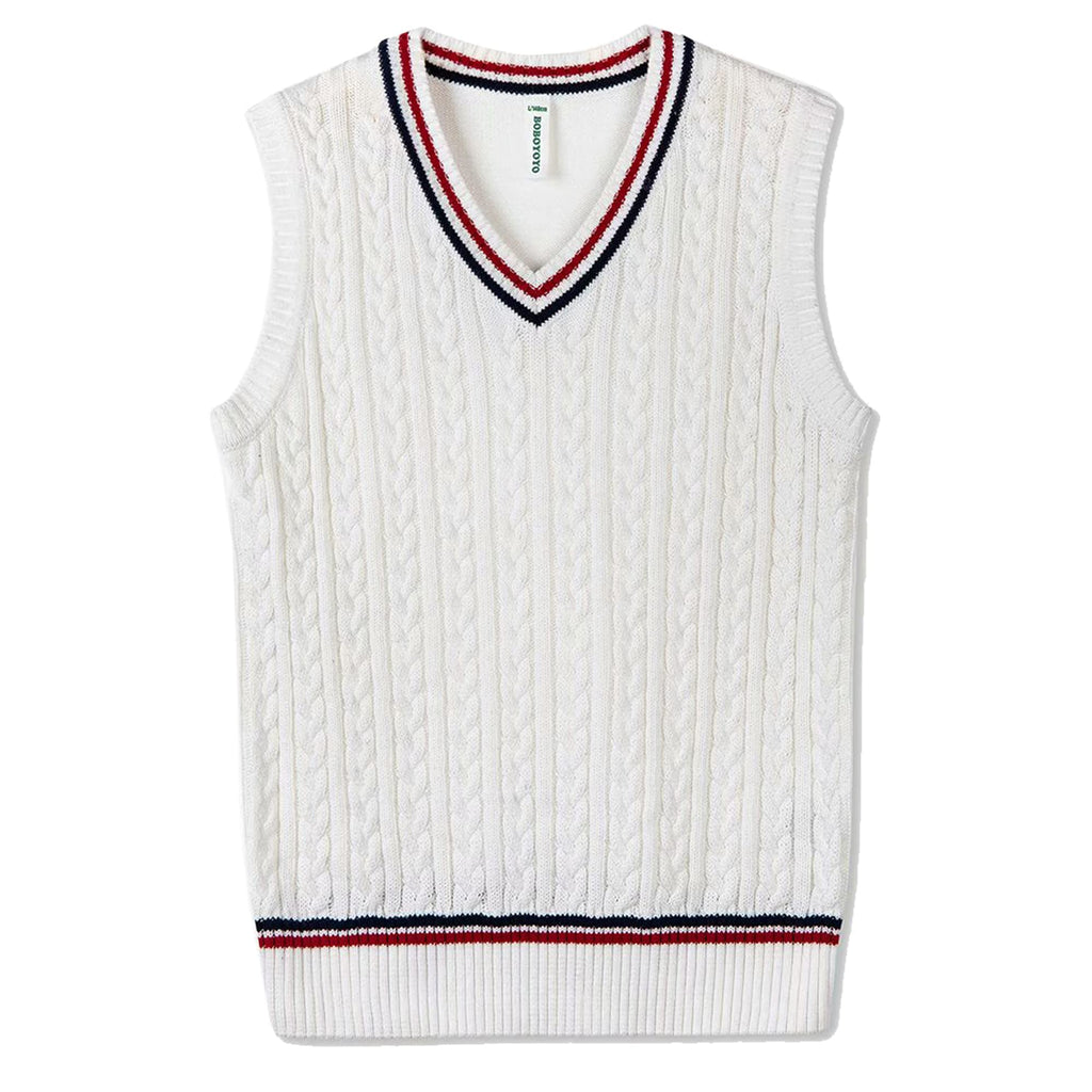 BOBOYOYO Boys Sweater Vest Unisex Cable Knit 100% Cotton Toddler Uniform Vest for Little Big Childrens Kids Teenage Girls