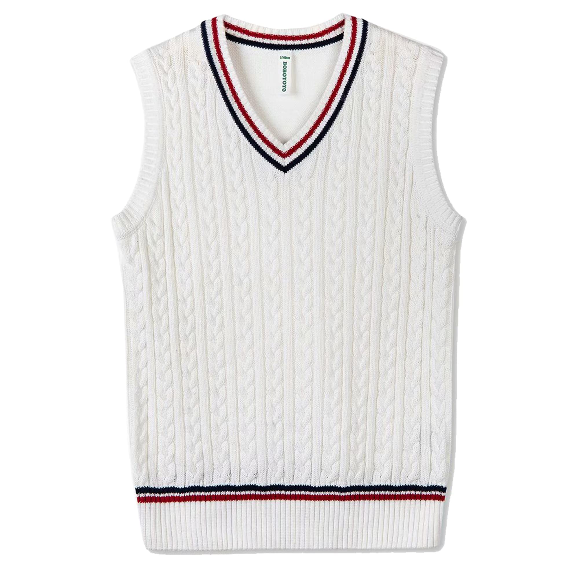 BOBOYOYO Boys Sweater Vest Unisex Cable Knit 100% Cotton Toddler Uniform Vest for Little Big Childrens Kids Teenage Girls