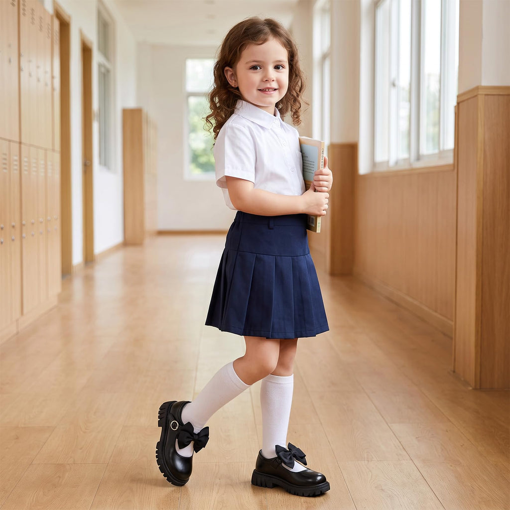 Wulubaba School Shoes for Girls, Black Mary Jane Flats | School Uniform, Non-Slip Sole, Round Toe, Toddler And Little Girl, Daily Dress Wear