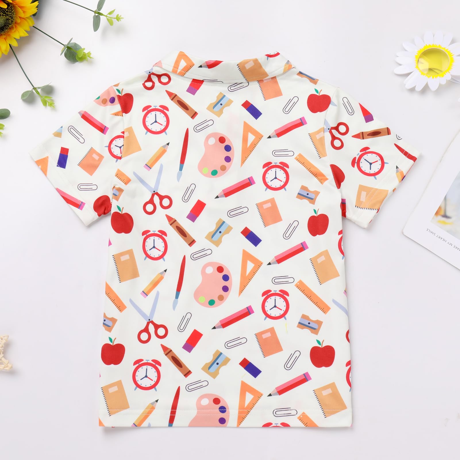 FYMNSI Boys Back to School Shirt School Supplies Short Sleeves Tees Tops Toddler Kids Summer Casual Henley Shirts Clothes