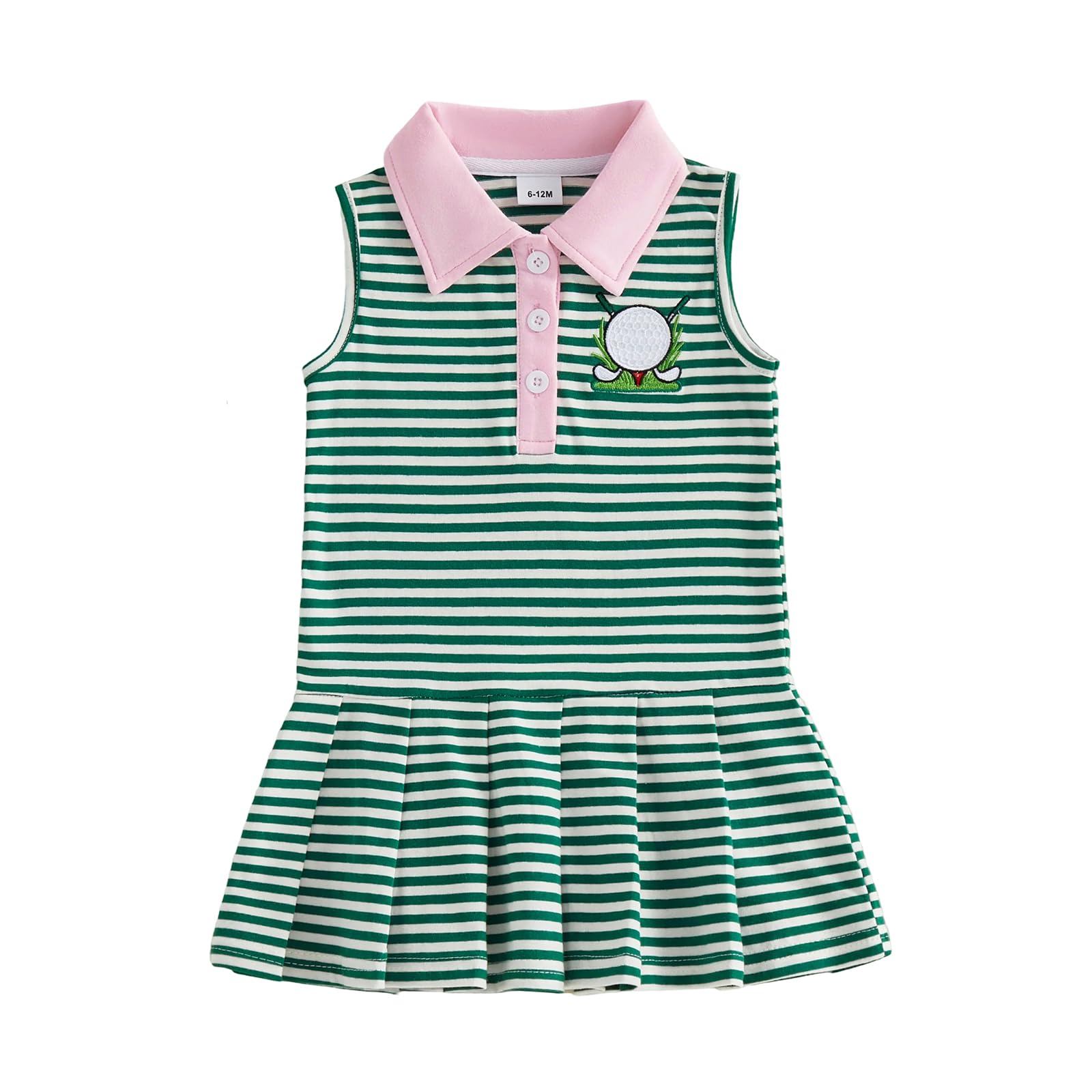 Toddler Baby Girl Clothes Golf Tennis Dress Striped Sleeveless Polo Dress Pleated Skirt Summer Outfits