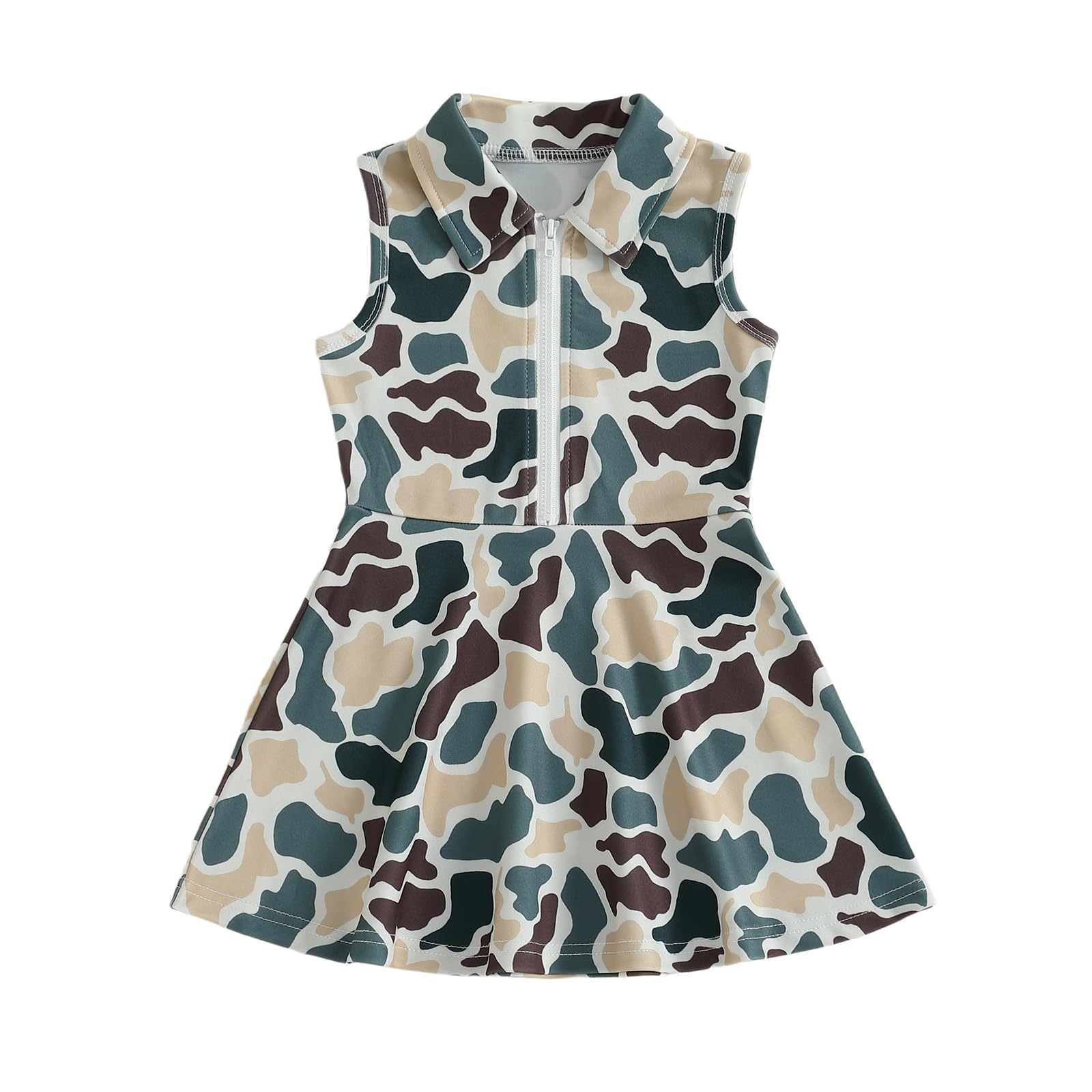 Toddler Baby Girl Dress Kids Polo Tank Dresses Golf Cart Outfit Zipper Ruffle Sleeveless A-line Dress Summer Clothes