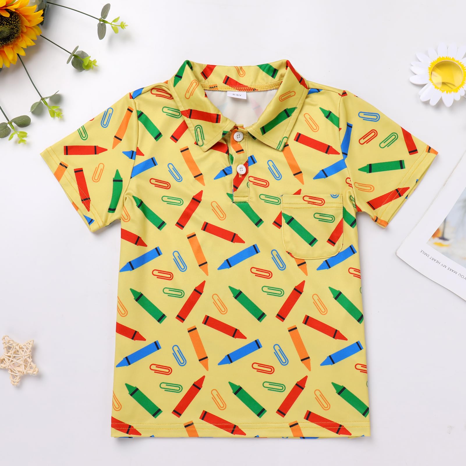 FYMNSI Boys Back to School Shirt School Supplies Short Sleeves Tees Tops Toddler Kids Summer Casual Henley Shirts Clothes