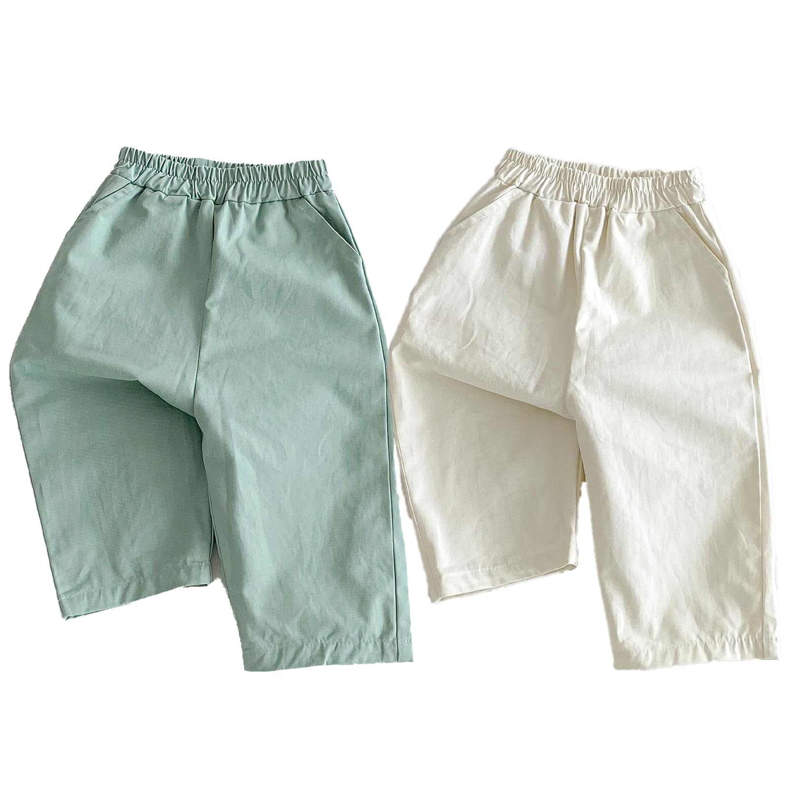 Ashmyova Classic Casual Pants for Boys Thin Cotton Stripe Elastics Waist Spring Summer Trousers Toddler Long Pants 2Pcs