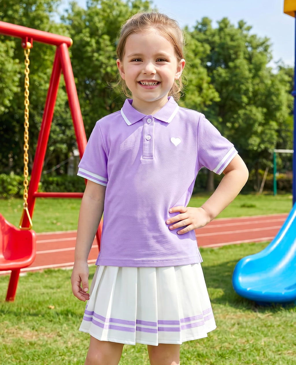 Move Dance Toddler Girls Dress Tennis Clothes Polo Outfit 2 Piece Skirt Set with Shorts 2-7T