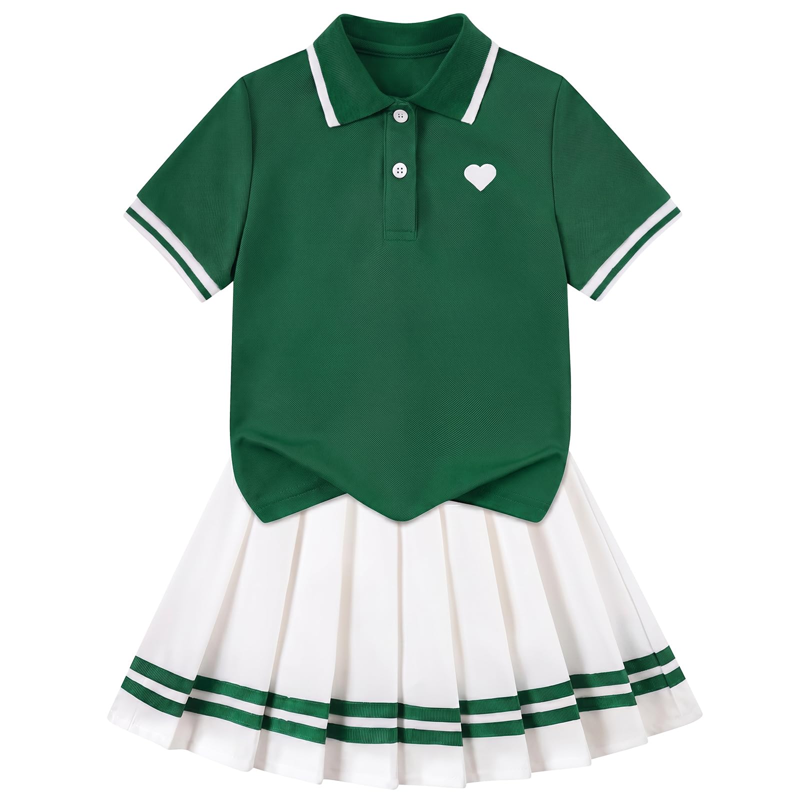 Move Dance Toddler Girls Dress Tennis Clothes Polo Outfit 2 Piece Skirt Set with Shorts 2-7T