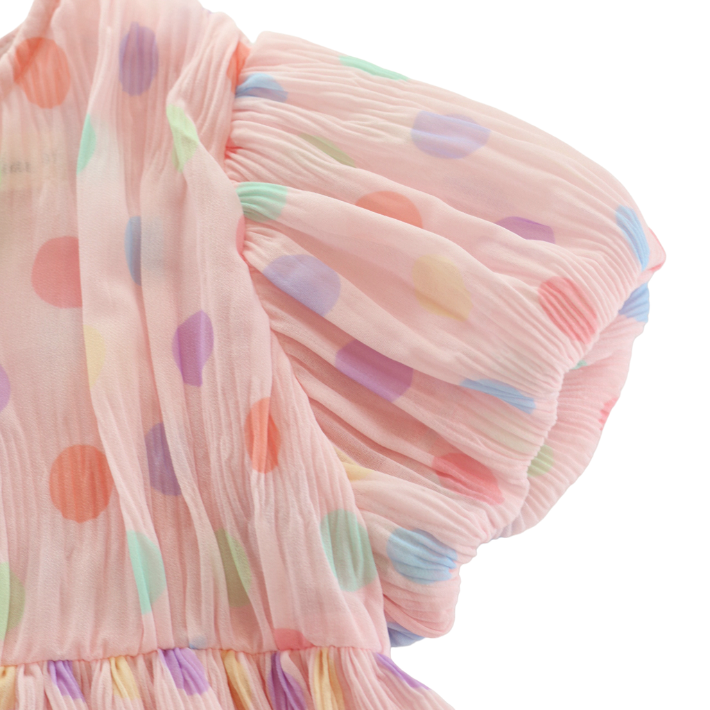 Spring Dot Chiffon Pleat Dress (3 COLORS)