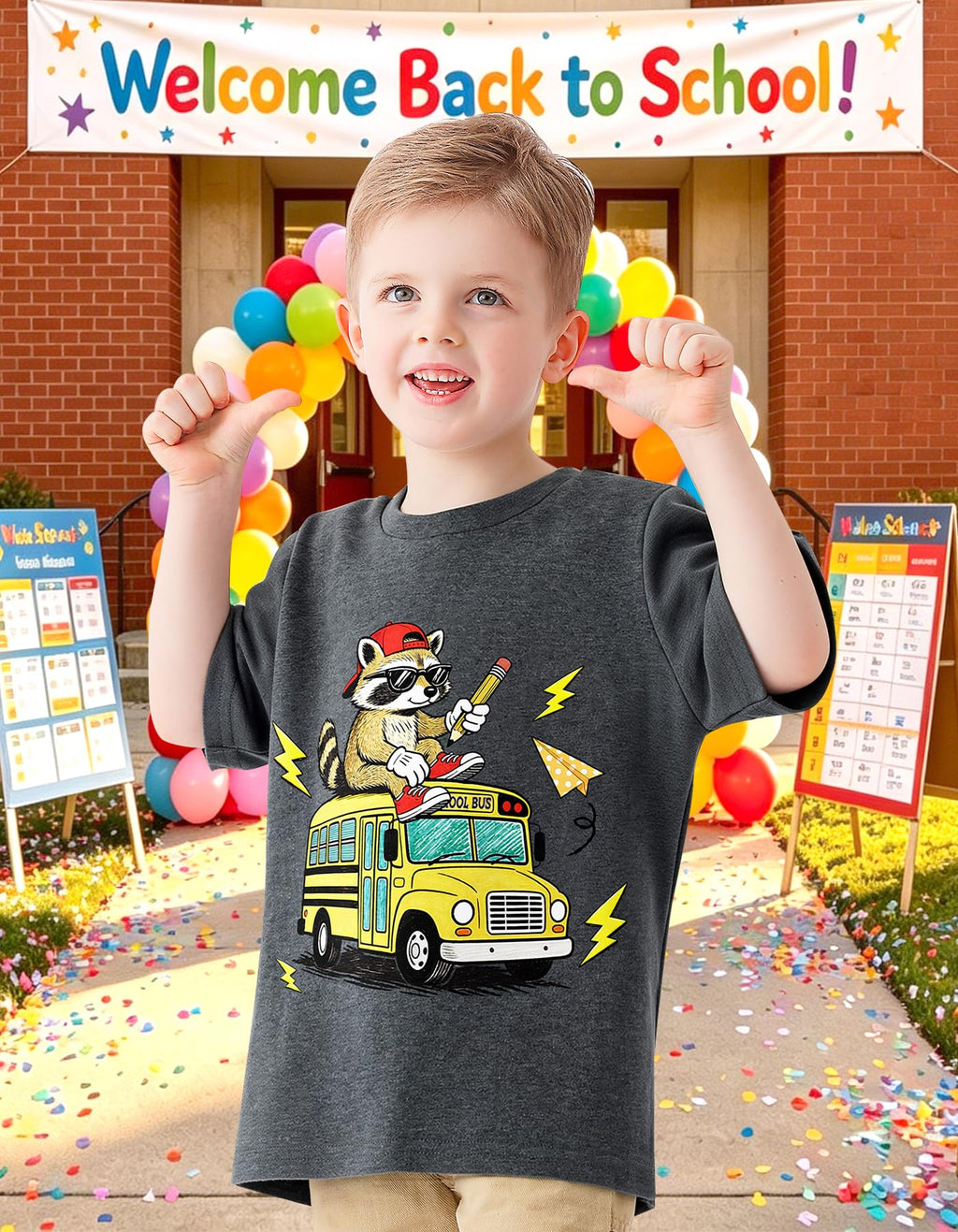 Boys Festival Shirt, Holiday Graphic Cute Print T-Shirt 3-7 Years Toddler Summer Short Sleeve Tops | Back to School Shrit, First Day of School, Christmas, Thanksgiving, Festival Theme Tshirt, Funny Cute Print, Machine Washable