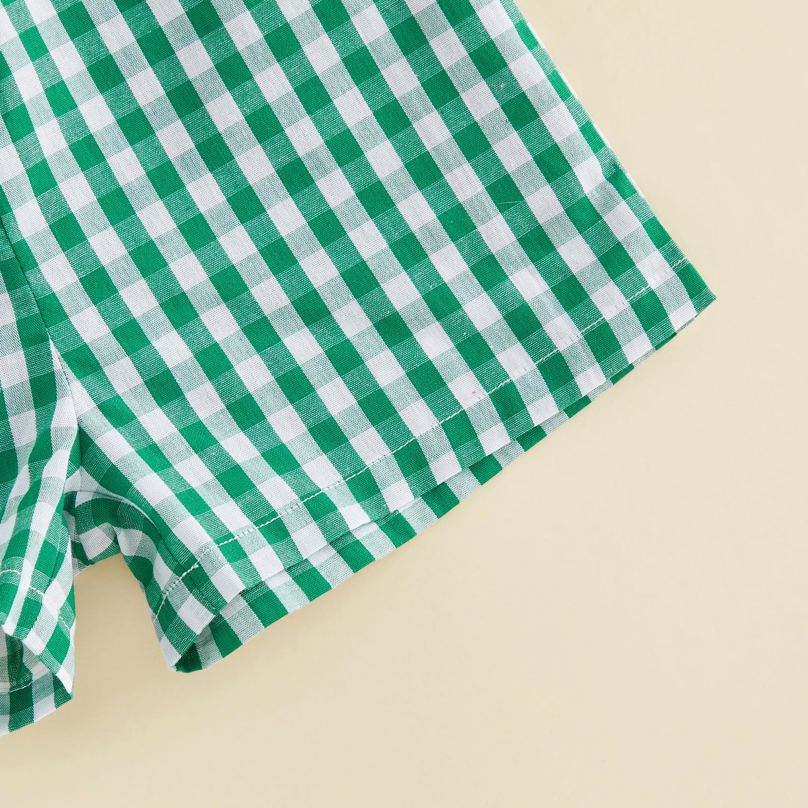 Bagilaanoe Toddler Baby Boy Short Sleeve T-Shirt+ Plaid Shorts Set Castle Embroidery Outfit Beach Clothes 2PCS Set