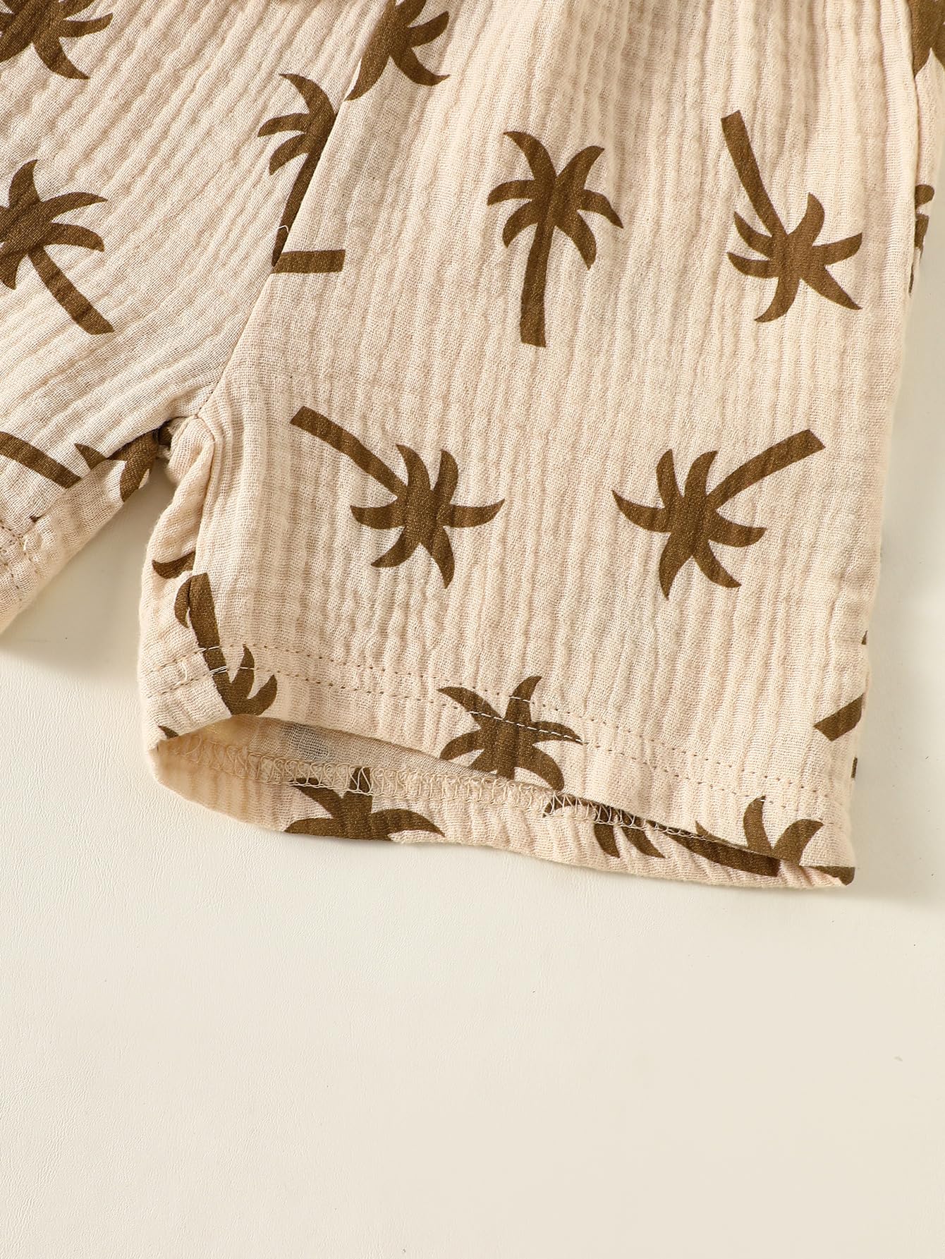 Toddler Boys Girls 2Pcs Linen Clothes Set Button Down Short Sleeve Polo Shirt+Elastic Gauze Shorts Summer Outfit
