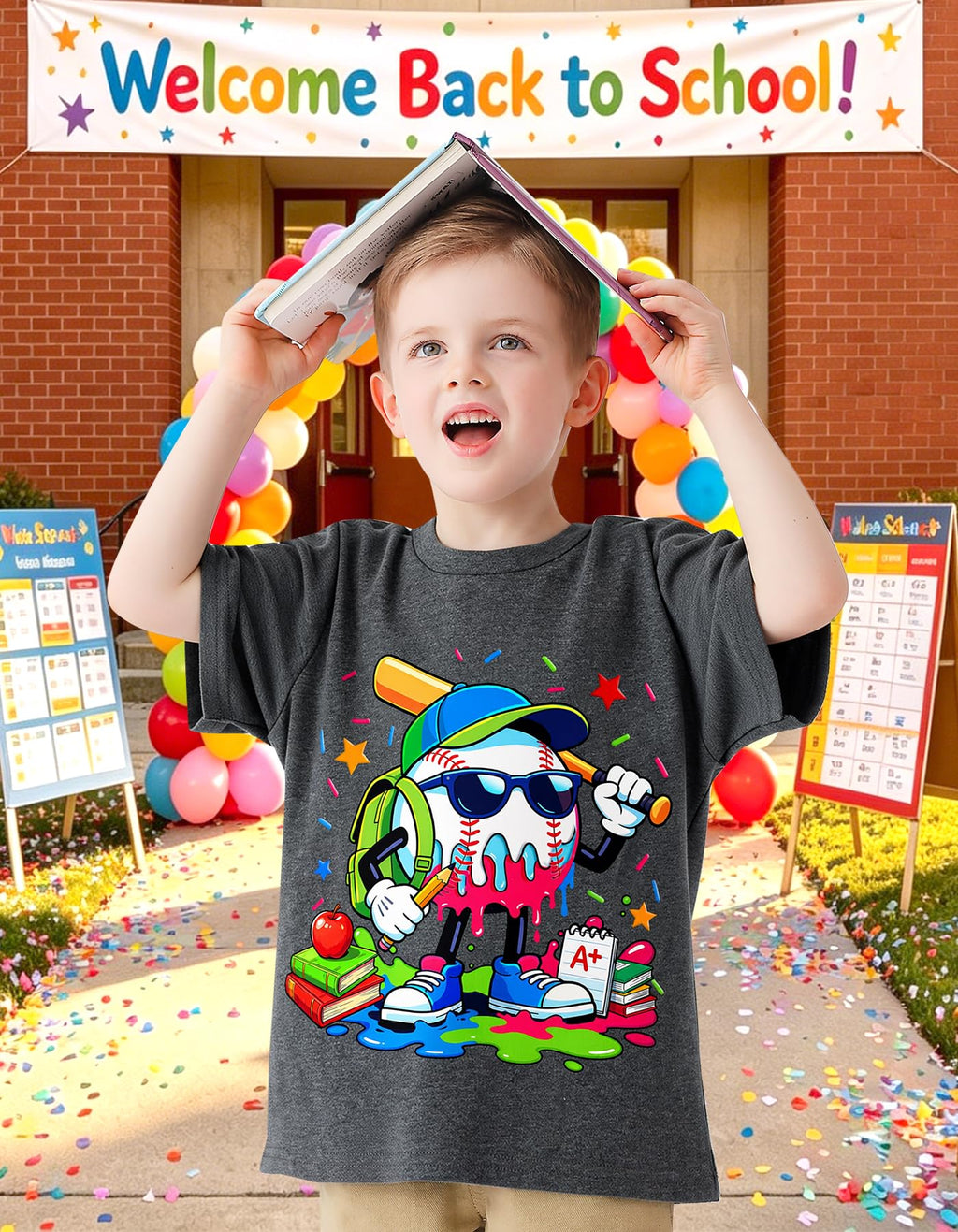 Boys Festival Shirt, Holiday Graphic Cute Print T-Shirt 3-7 Years Toddler Summer Short Sleeve Tops | Back to School Shrit, First Day of School, Christmas, Thanksgiving, Festival Theme Tshirt, Funny Cute Print, Machine Washable