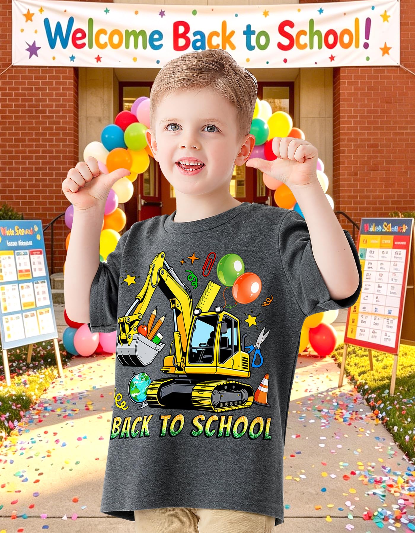 Boys Festival Shirt, Holiday Graphic Cute Print T-Shirt 3-7 Years Toddler Summer Short Sleeve Tops | Back to School Shrit, First Day of School, Christmas, Thanksgiving, Festival Theme Tshirt, Funny Cute Print, Machine Washable