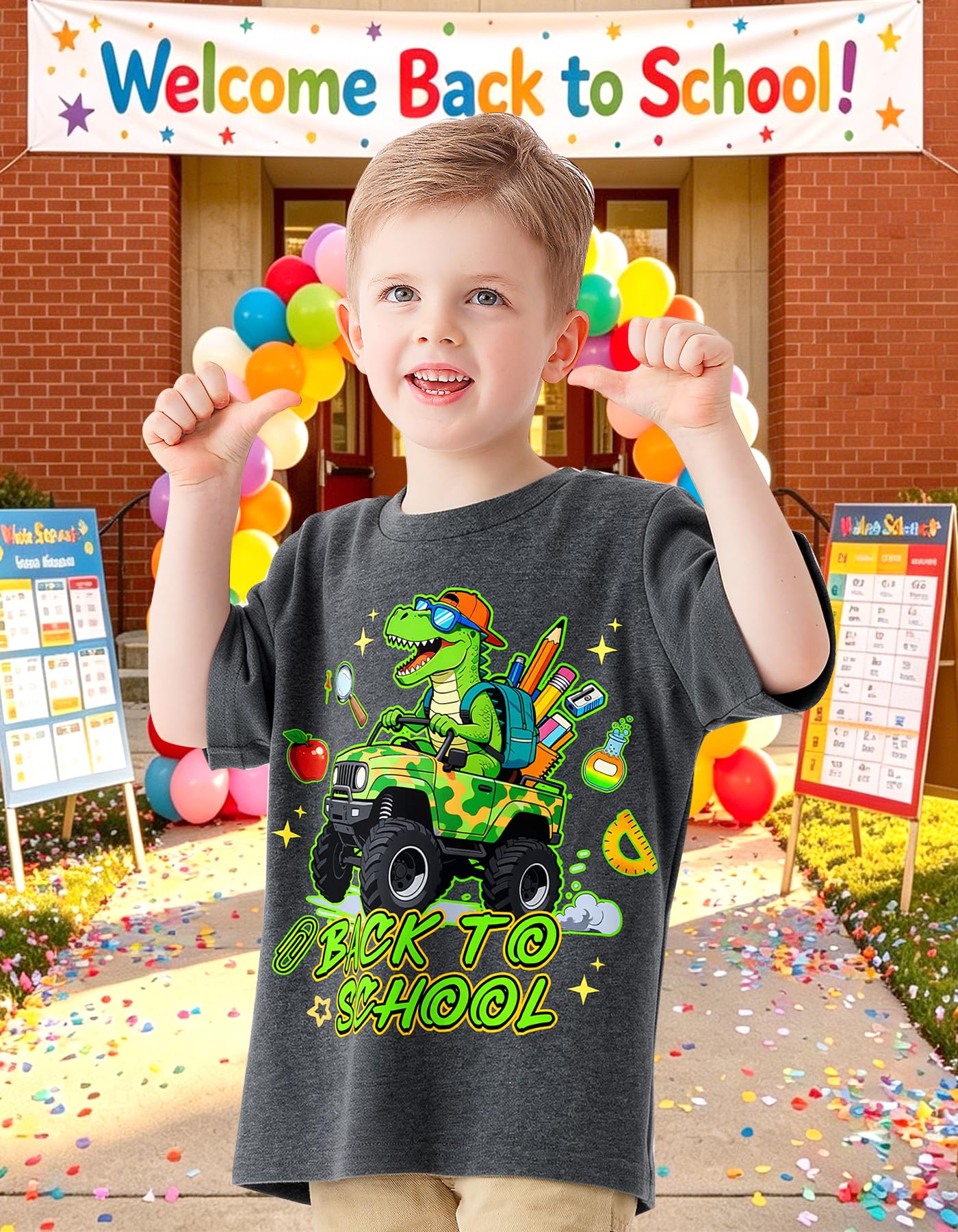 Boys Festival Shirt, Holiday Graphic Cute Print T-Shirt 3-7 Years Toddler Summer Short Sleeve Tops | Back to School Shrit, First Day of School, Christmas, Thanksgiving, Festival Theme Tshirt, Funny Cute Print, Machine Washable