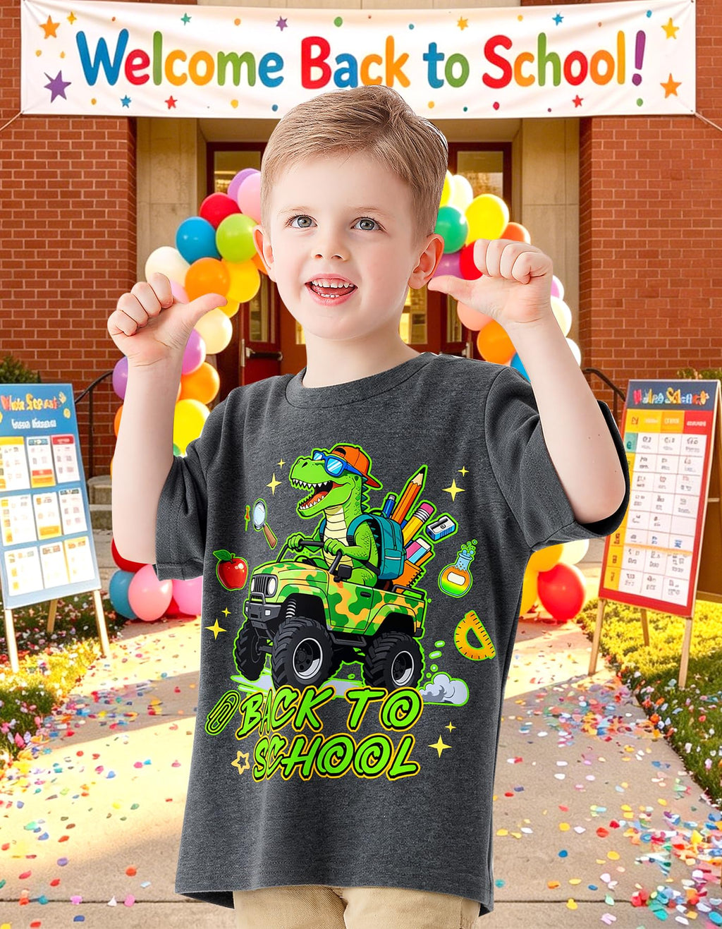 Boys Festival Shirt, Holiday Graphic Cute Print T-Shirt 3-7 Years Toddler Summer Short Sleeve Tops | Back to School Shrit, First Day of School, Christmas, Thanksgiving, Festival Theme Tshirt, Funny Cute Print, Machine Washable