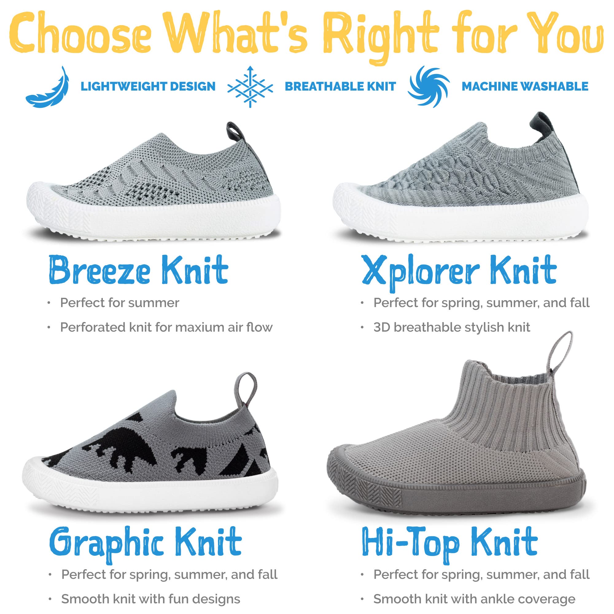 JAN & JUL Slip-on Kids Knit Shoes, Breathable Machine Washable Sneakers