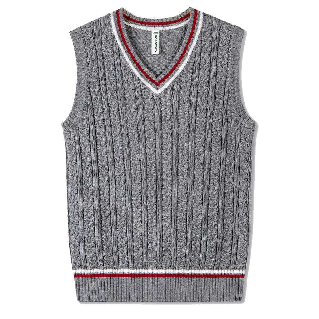 BOBOYOYO Boys Sweater Vest Unisex Cable Knit 100% Cotton Toddler Uniform Vest for Little Big Childrens Kids Teenage Girls